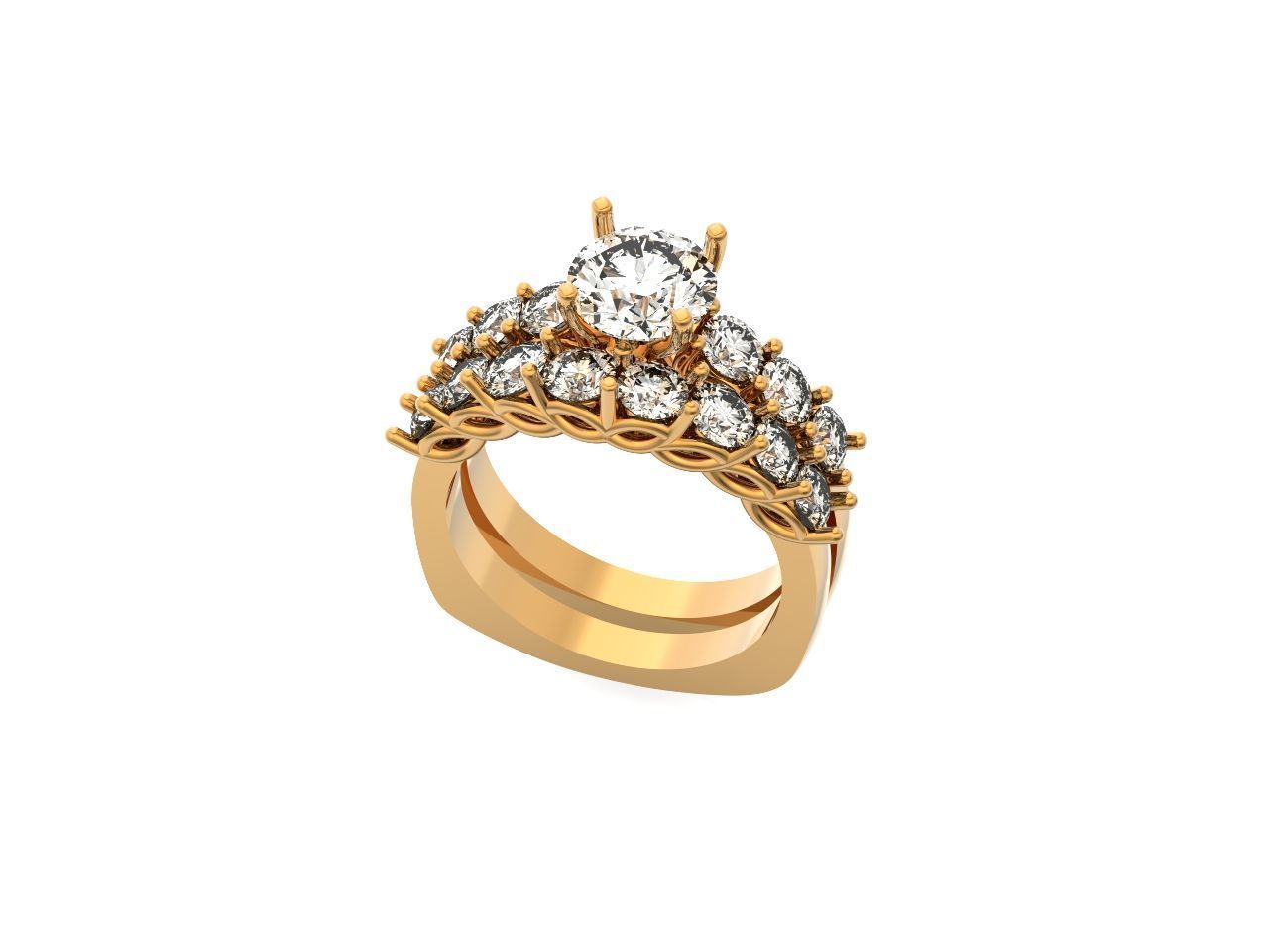 double engagement ring 1366 3D print model_16