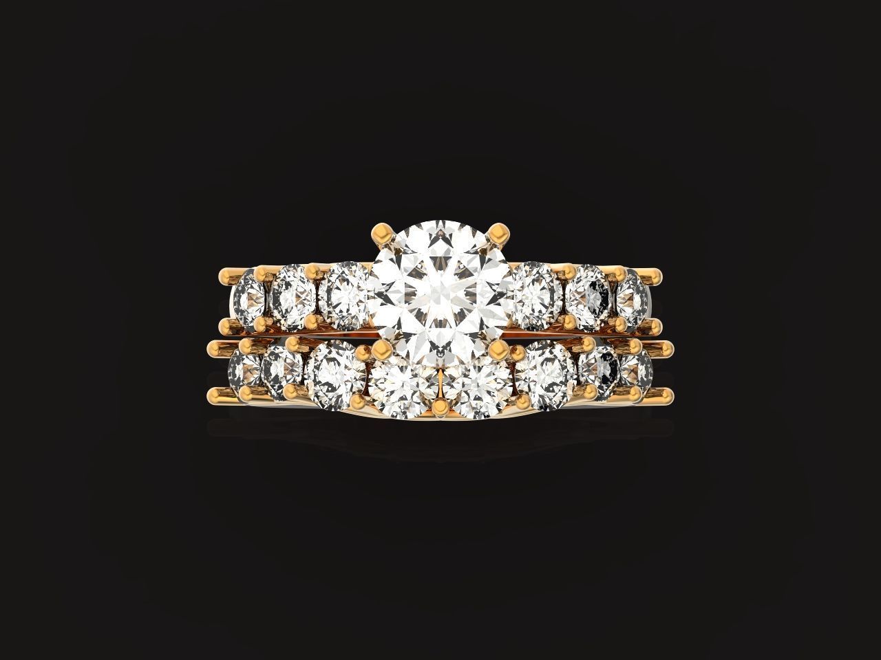 double engagement ring 1366 3D print model_24