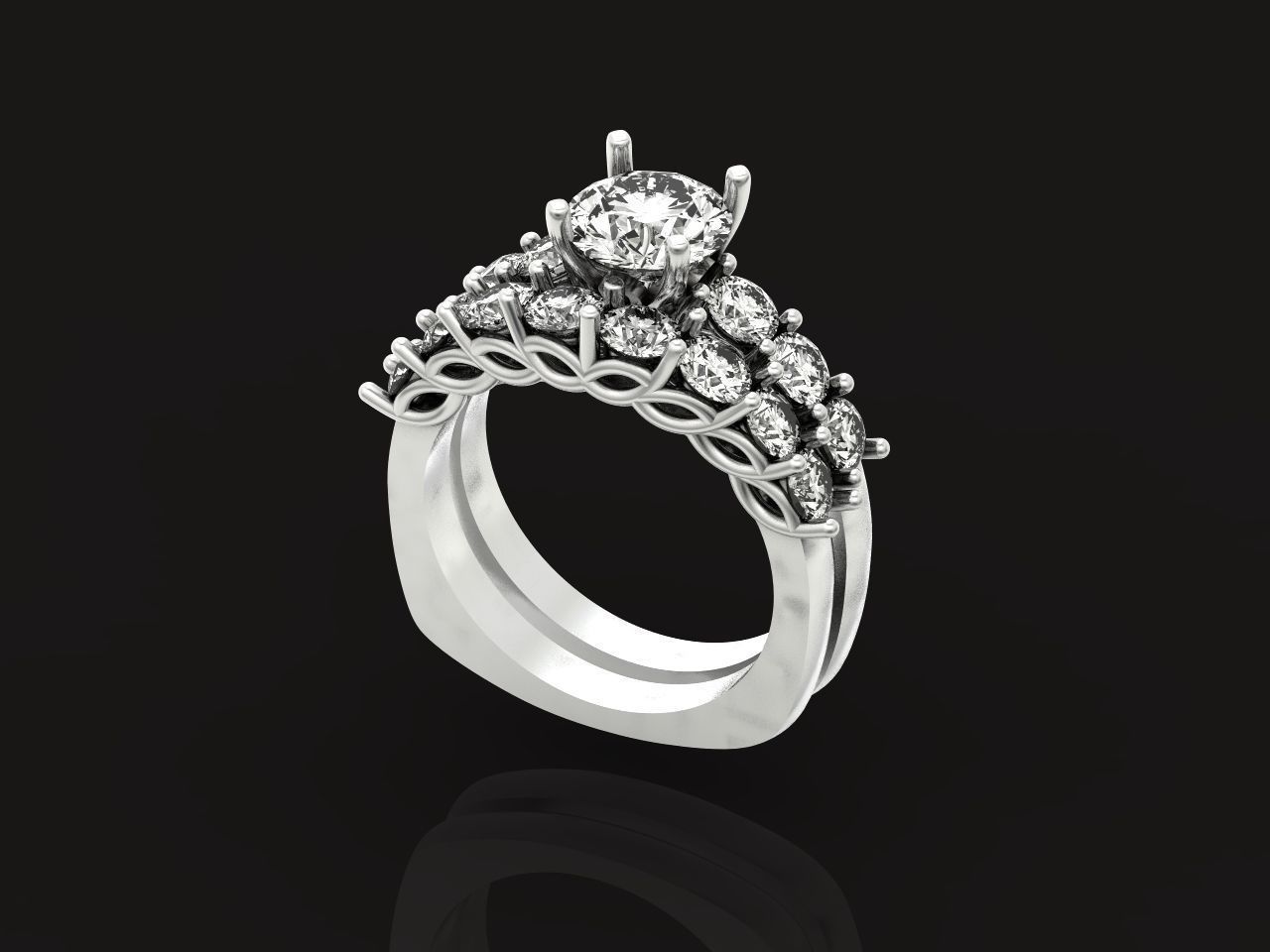 double engagement ring 1366 3D print model_30