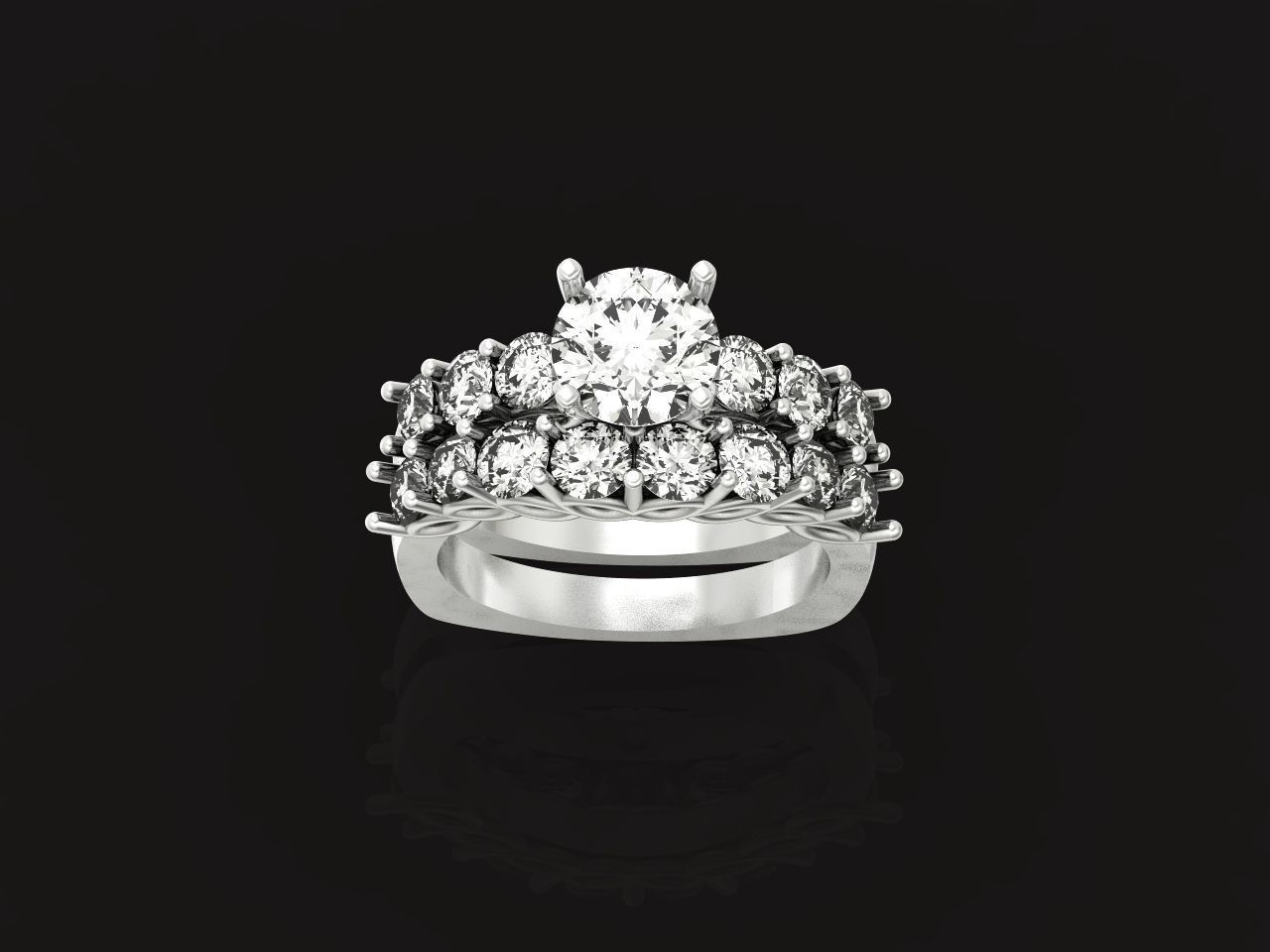 double engagement ring 1366 3D print model_32