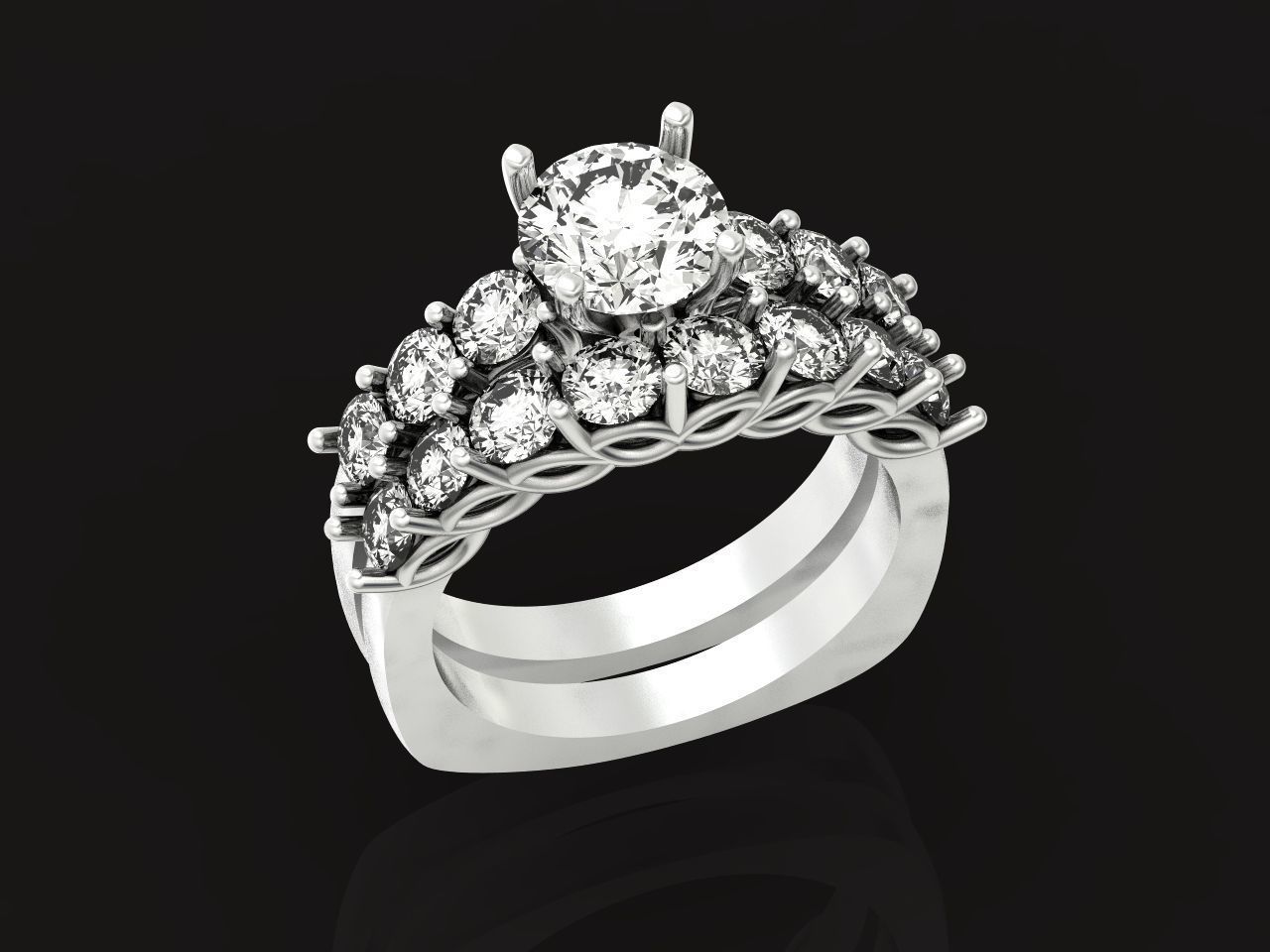 double engagement ring 1366 3D print model_20