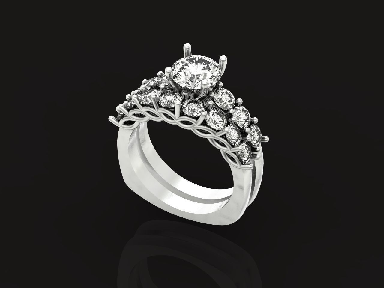 double engagement ring 1366 3D print model_36