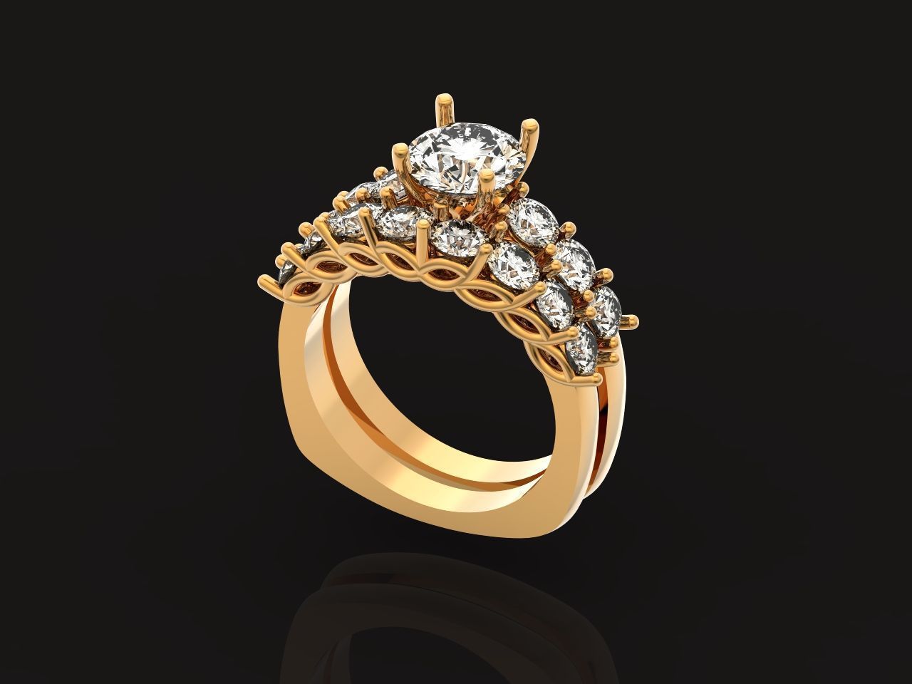 double engagement ring 1366 3D print model_26
