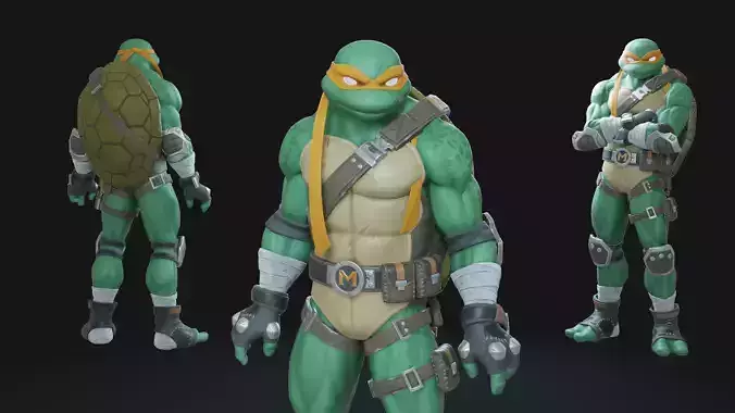 Michelangelo TMNT Turtle Ninja Rigged Low-poly 3D model