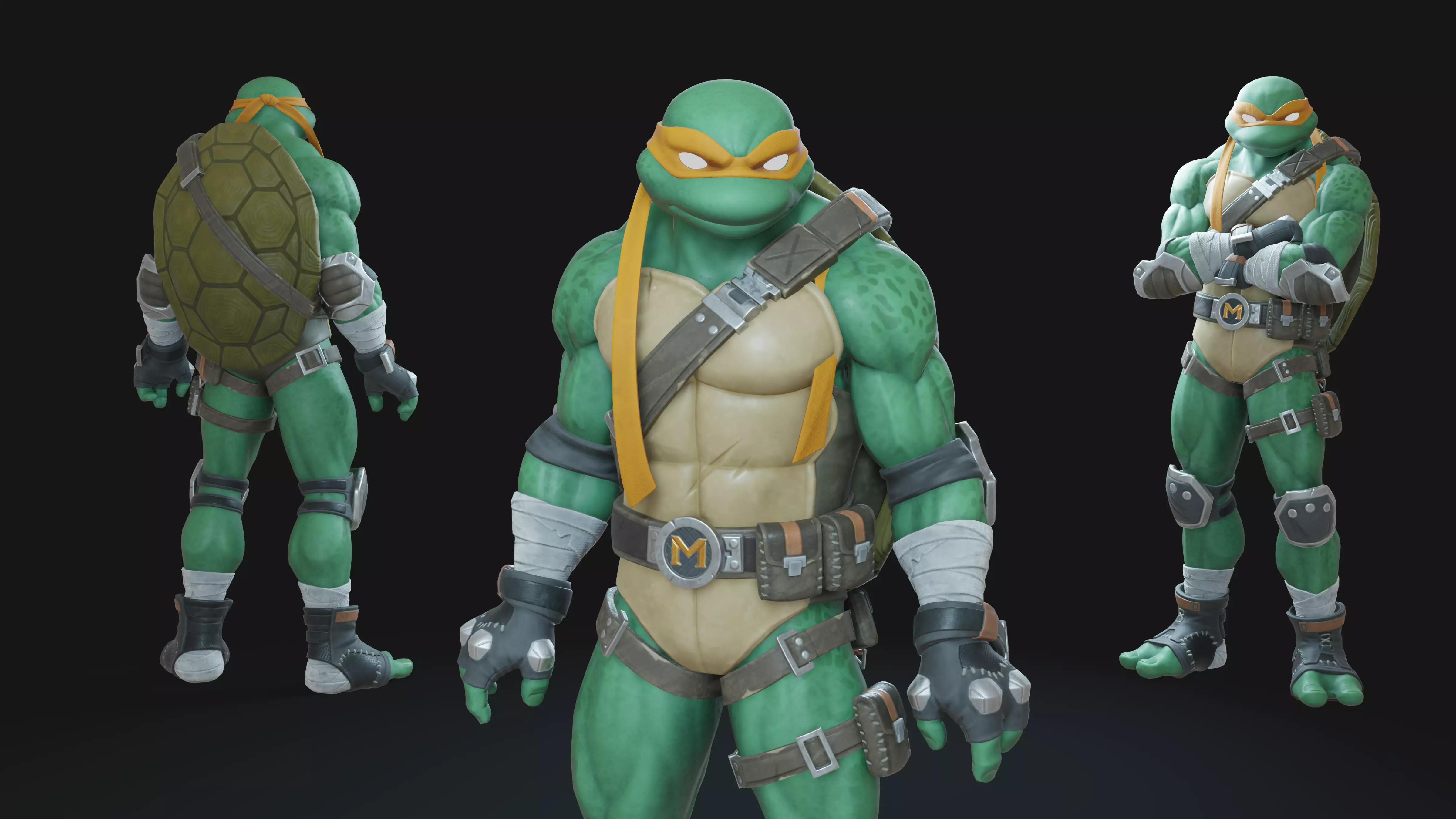 Michelangelo TMNT Turtle Ninja Rigged Low-poly 3D model_0