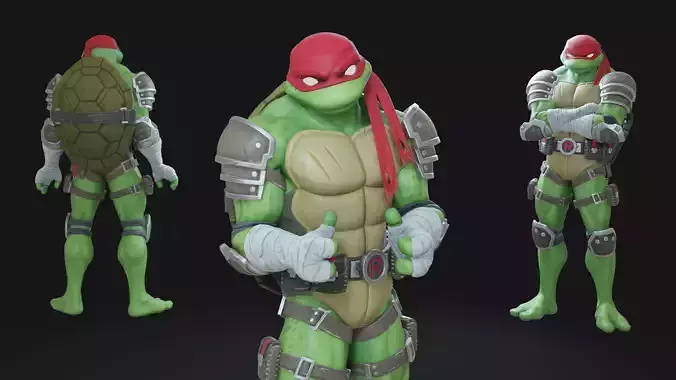 Raphael TMNT Turtle Ninja Rigged Low-poly 3D model