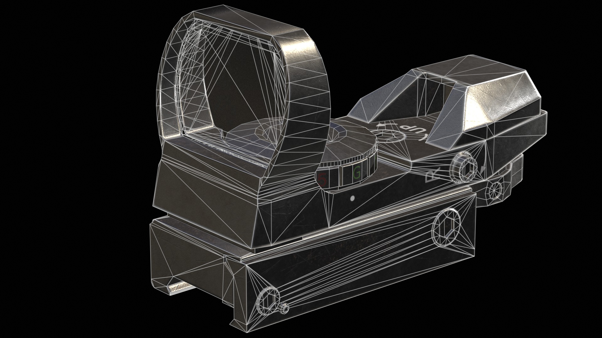 Red Dot Sight Low-poly 3D model_16