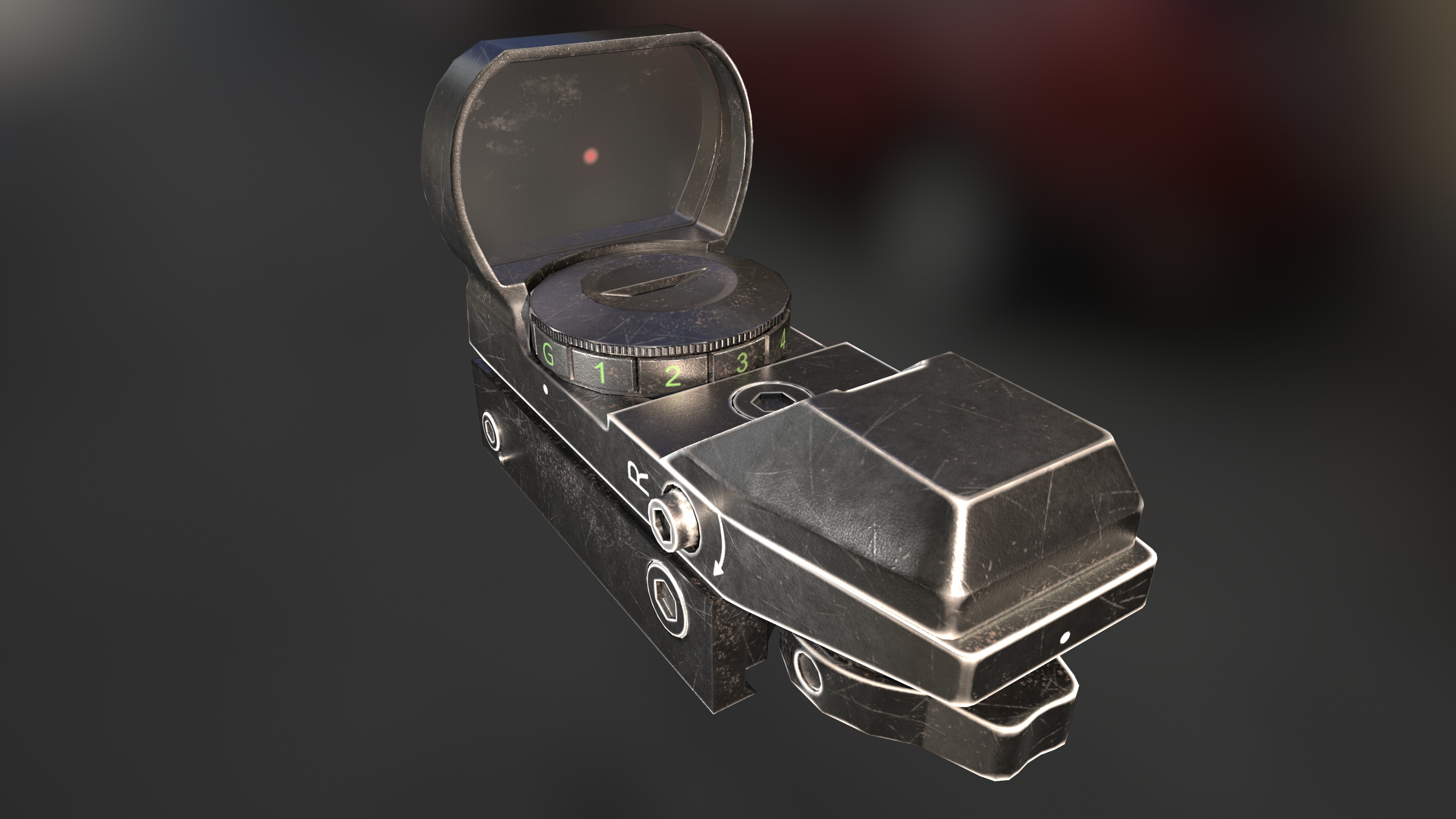 Red Dot Sight Low-poly 3D model_3