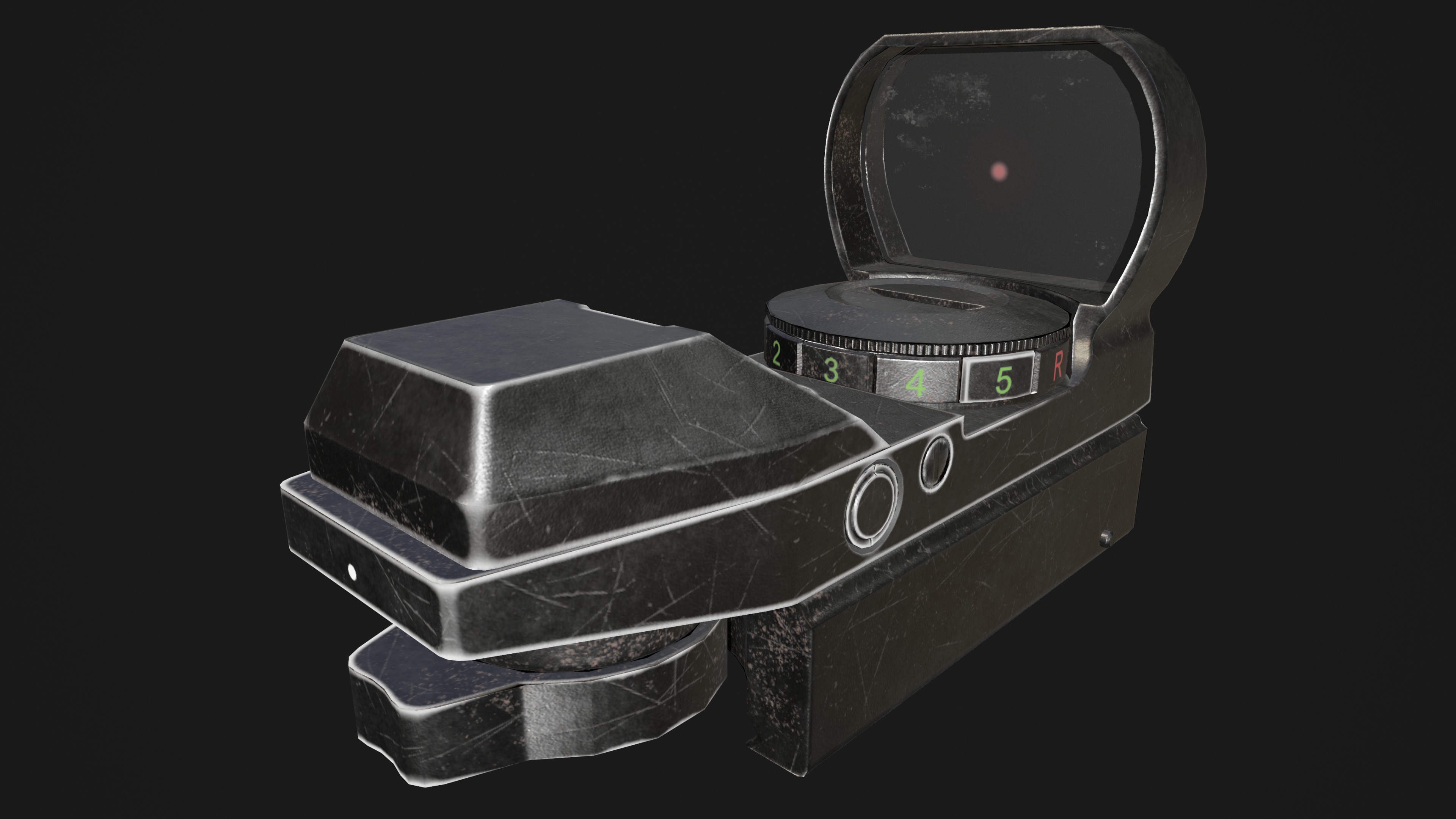 Red Dot Sight Low-poly 3D model_2