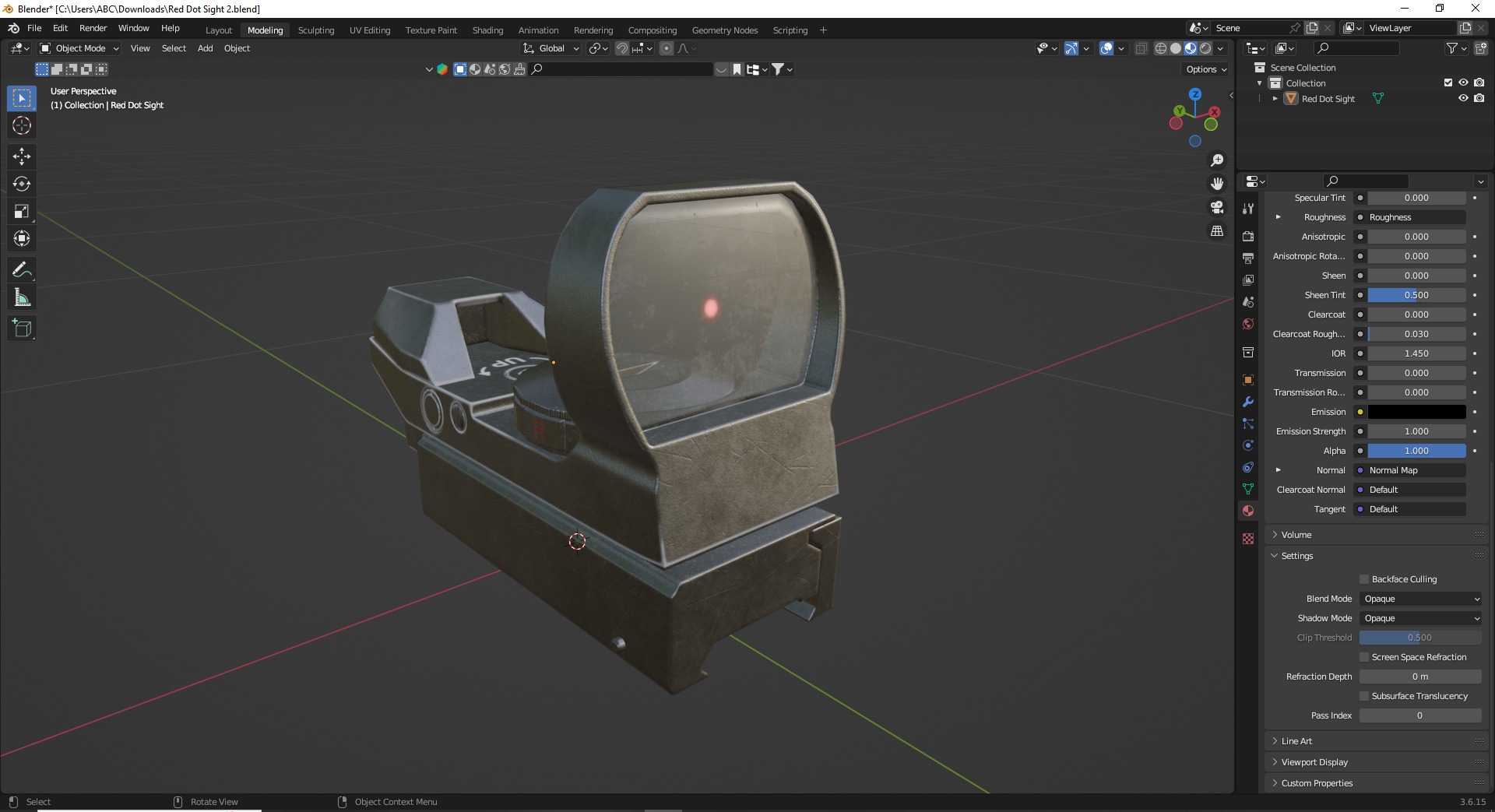 Red Dot Sight Low-poly 3D model_23