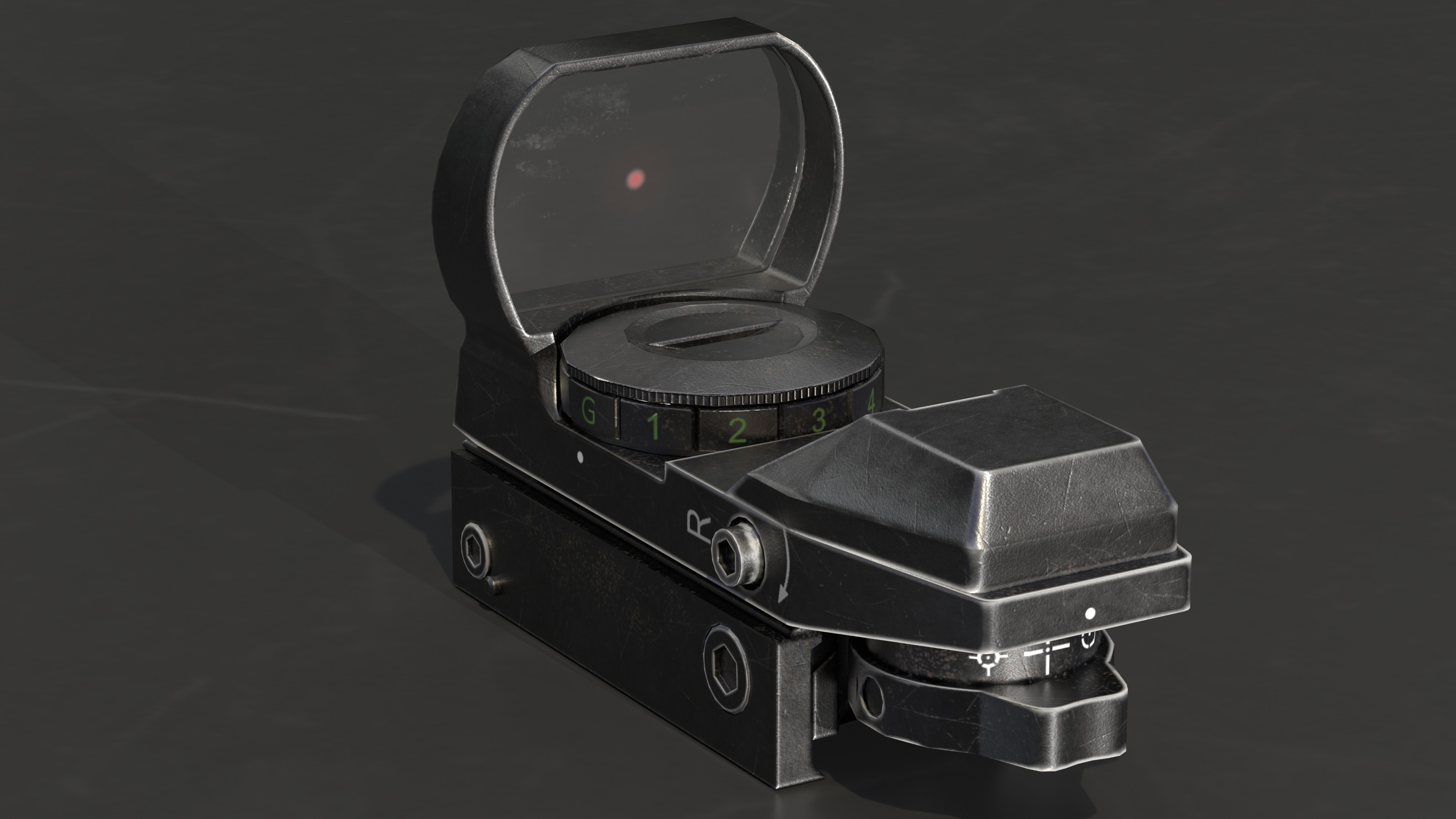 Red Dot Sight Low-poly 3D model_11