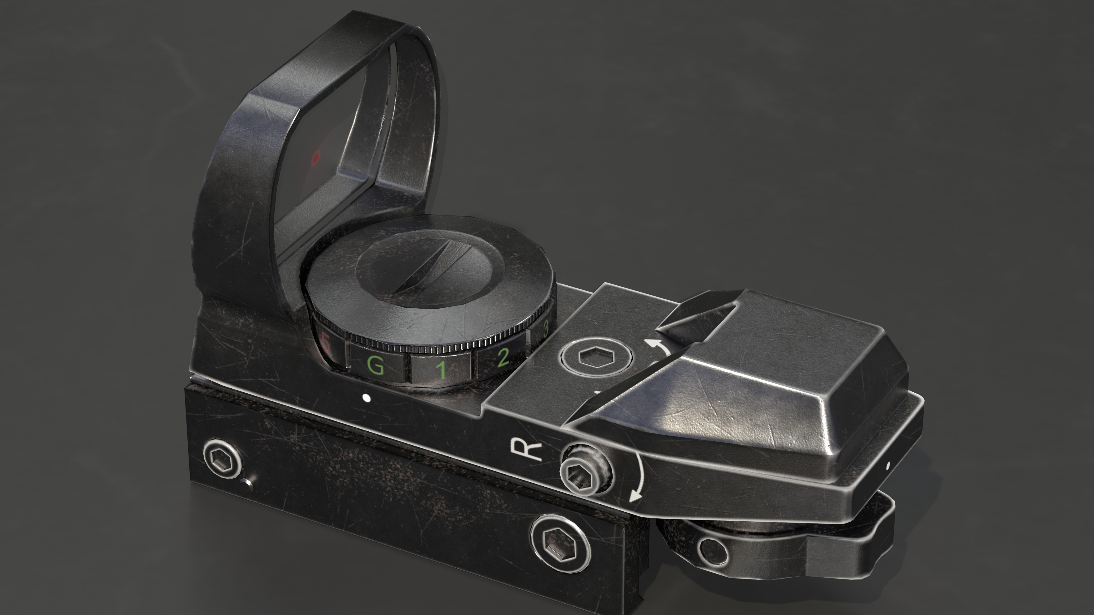 Red Dot Sight Low-poly 3D model_12