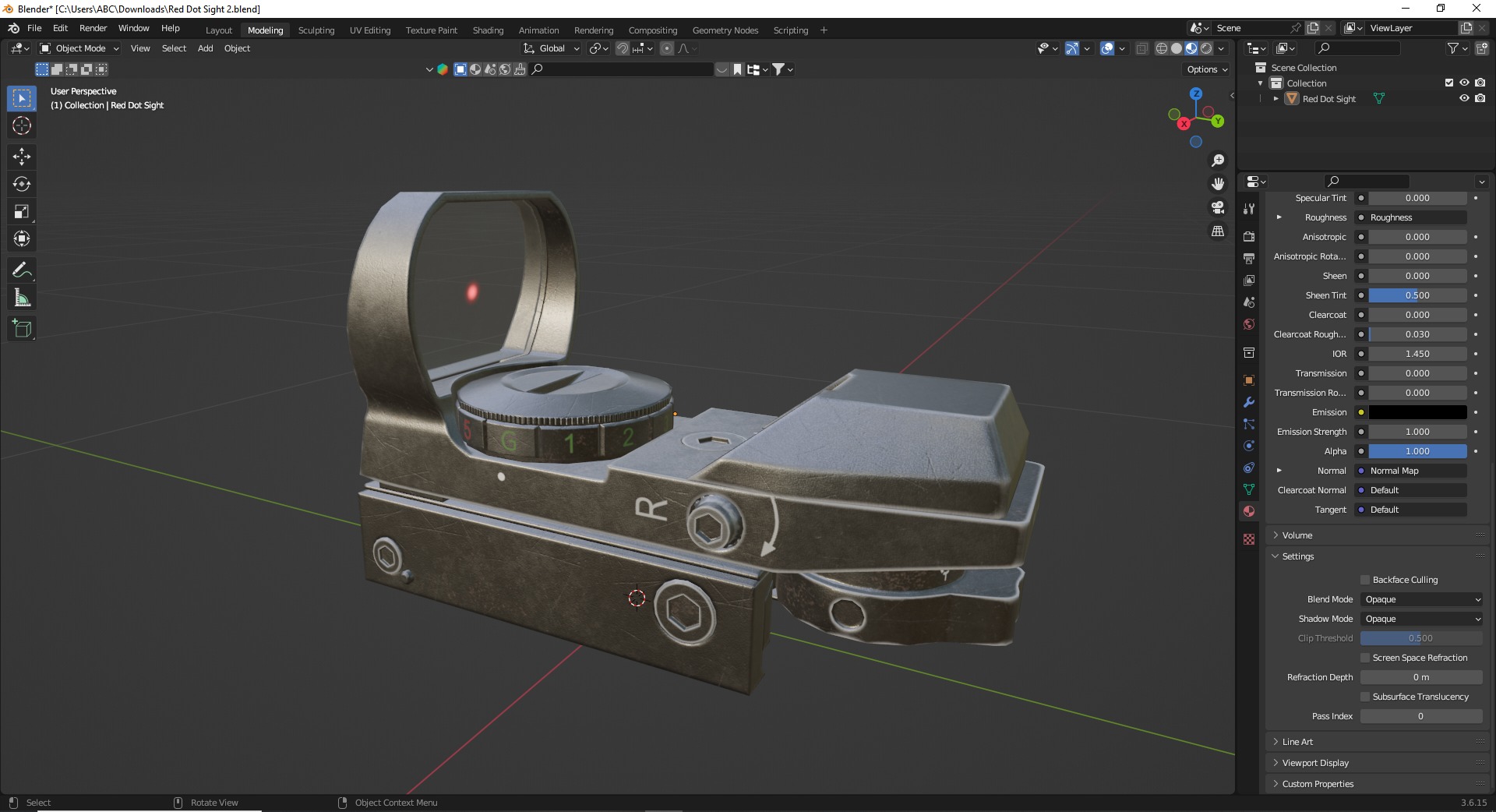 Red Dot Sight Low-poly 3D model_22