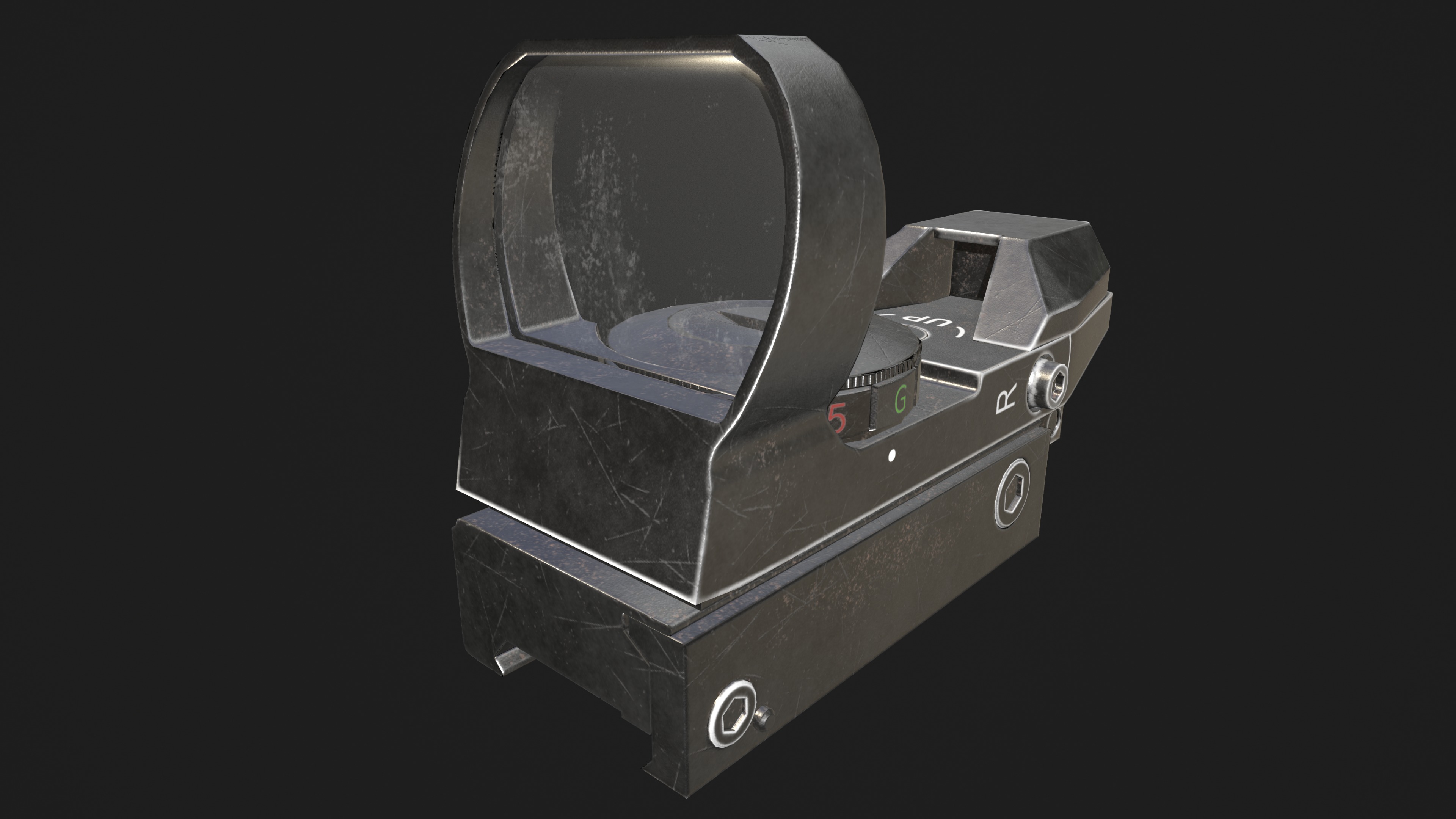 Red Dot Sight Low-poly 3D model_4