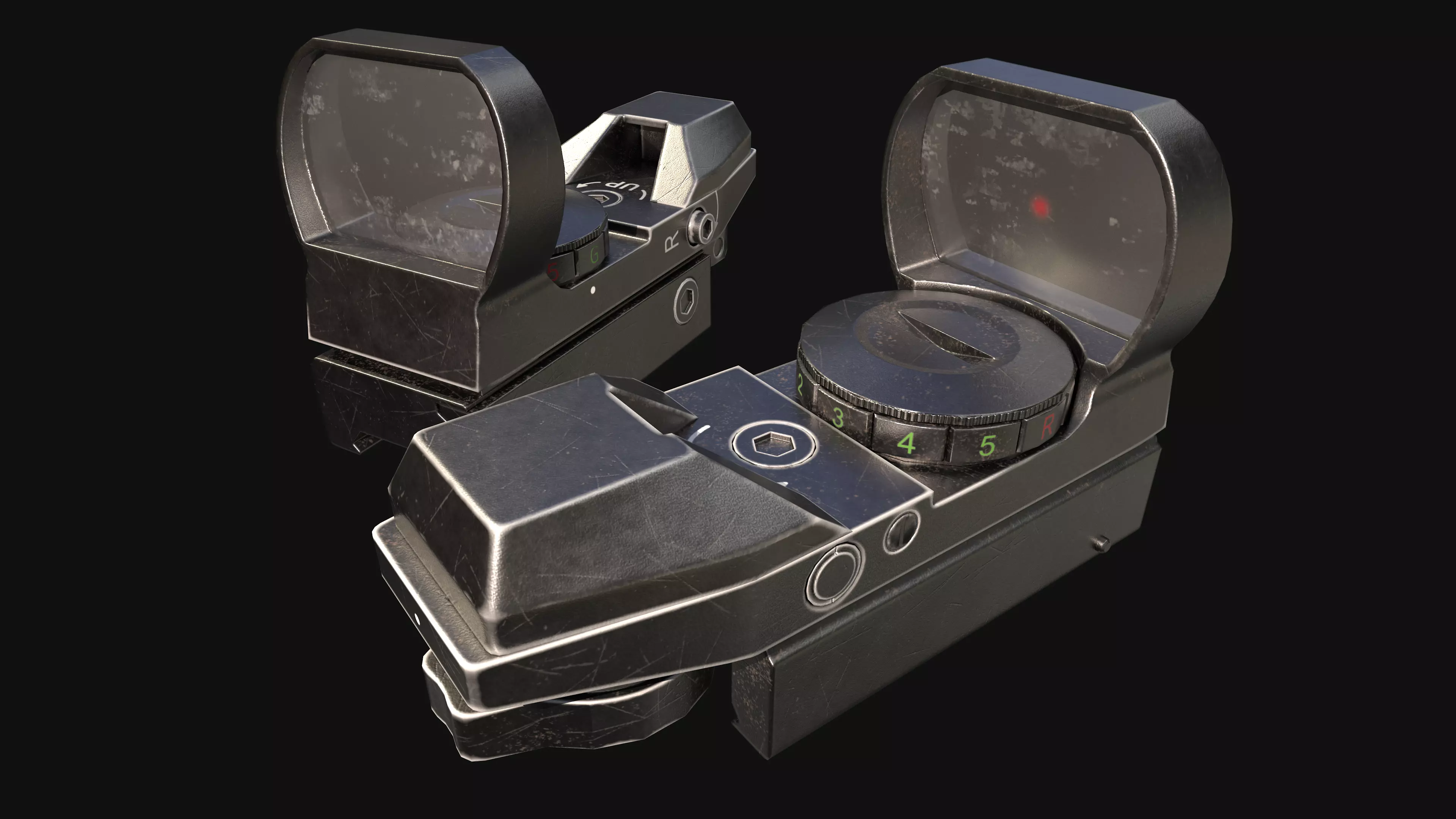 Red Dot Sight Low-poly 3D model_0