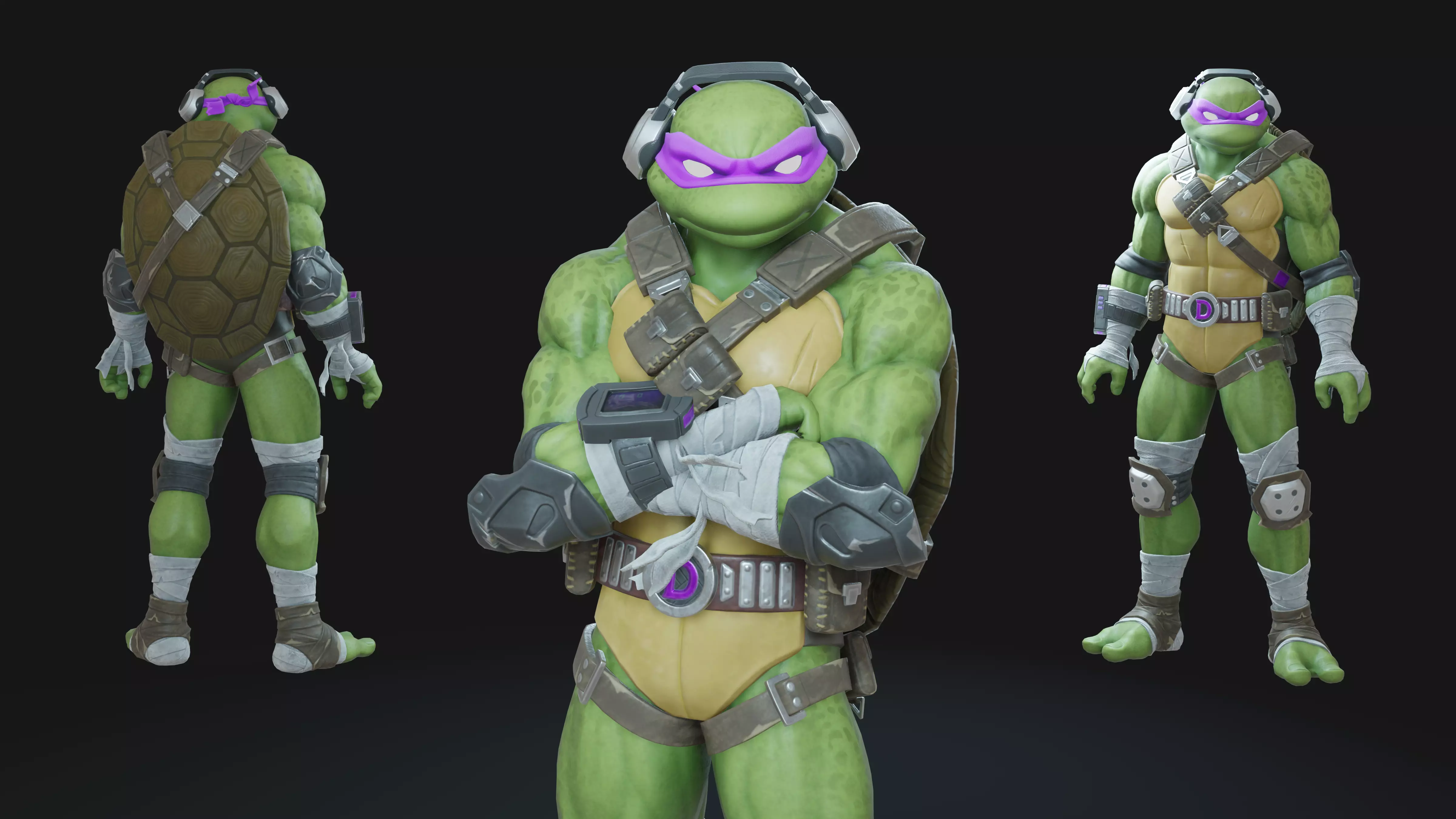 Donatello TMNT Turtle Ninja Rigged Low-poly 3D model_0