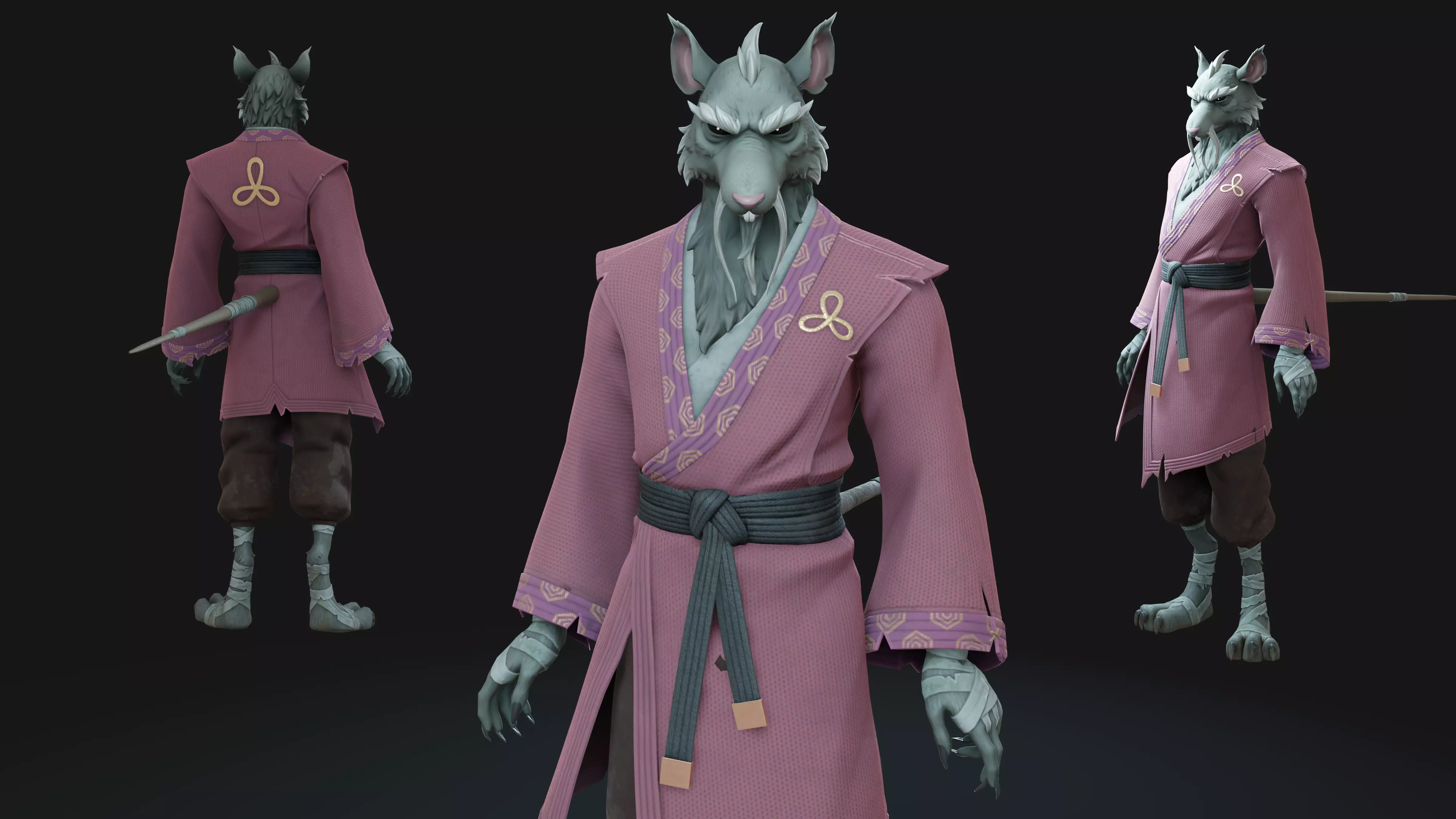 Master Splinter TMNT Rigged Low-poly 3D model_0