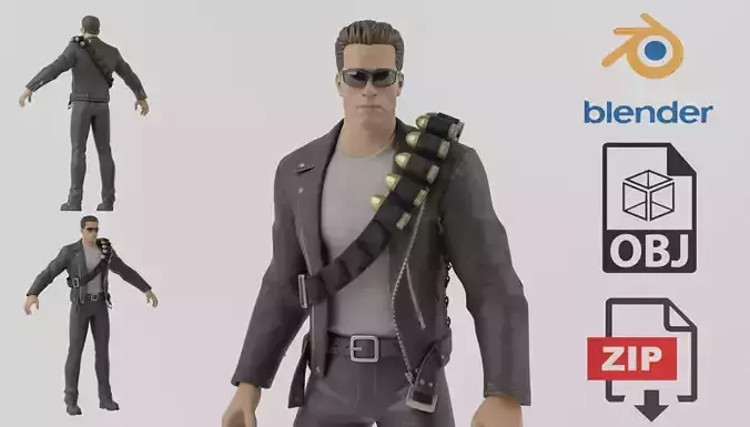 Terminator Rigged Low-poly 3D model
