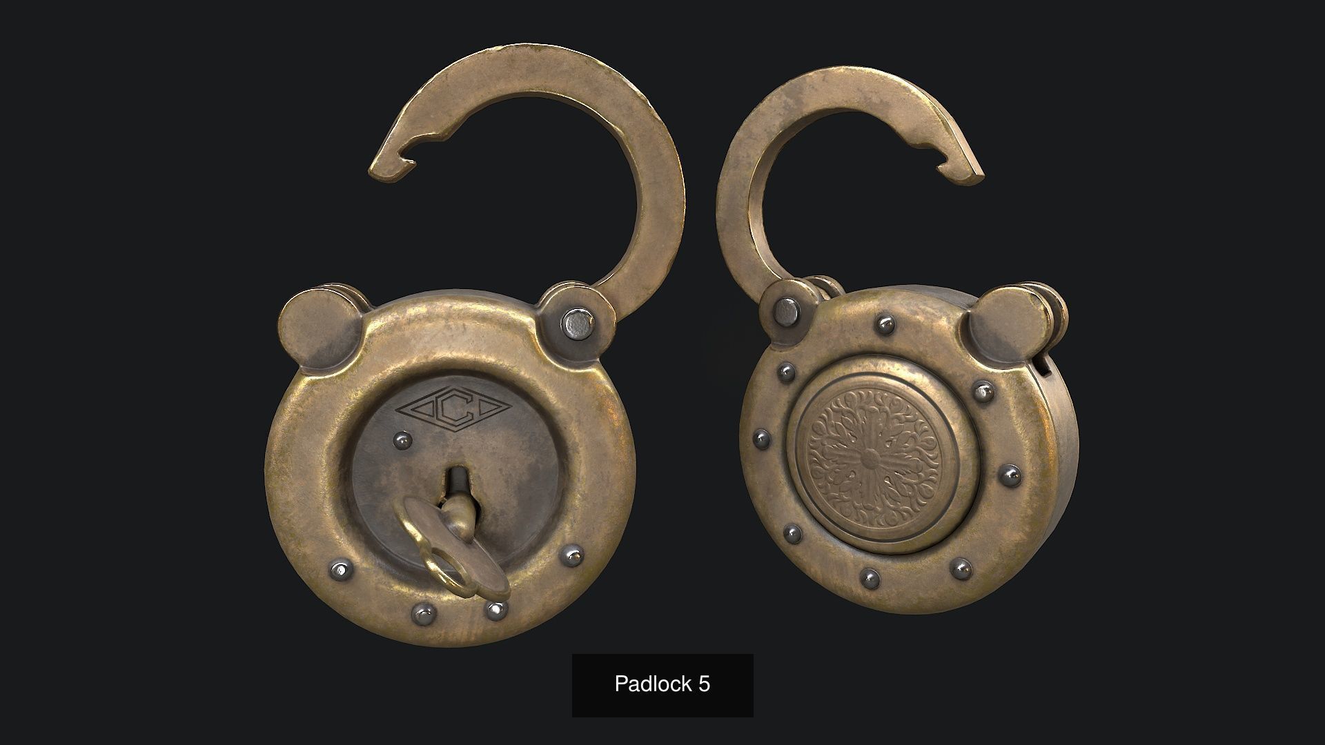 Vintage Padlock  3D Model Collection_8