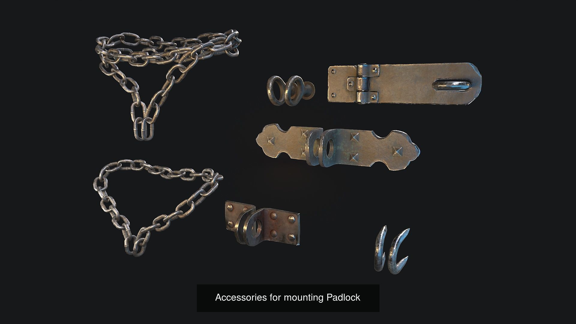 Vintage Padlock  3D Model Collection_4