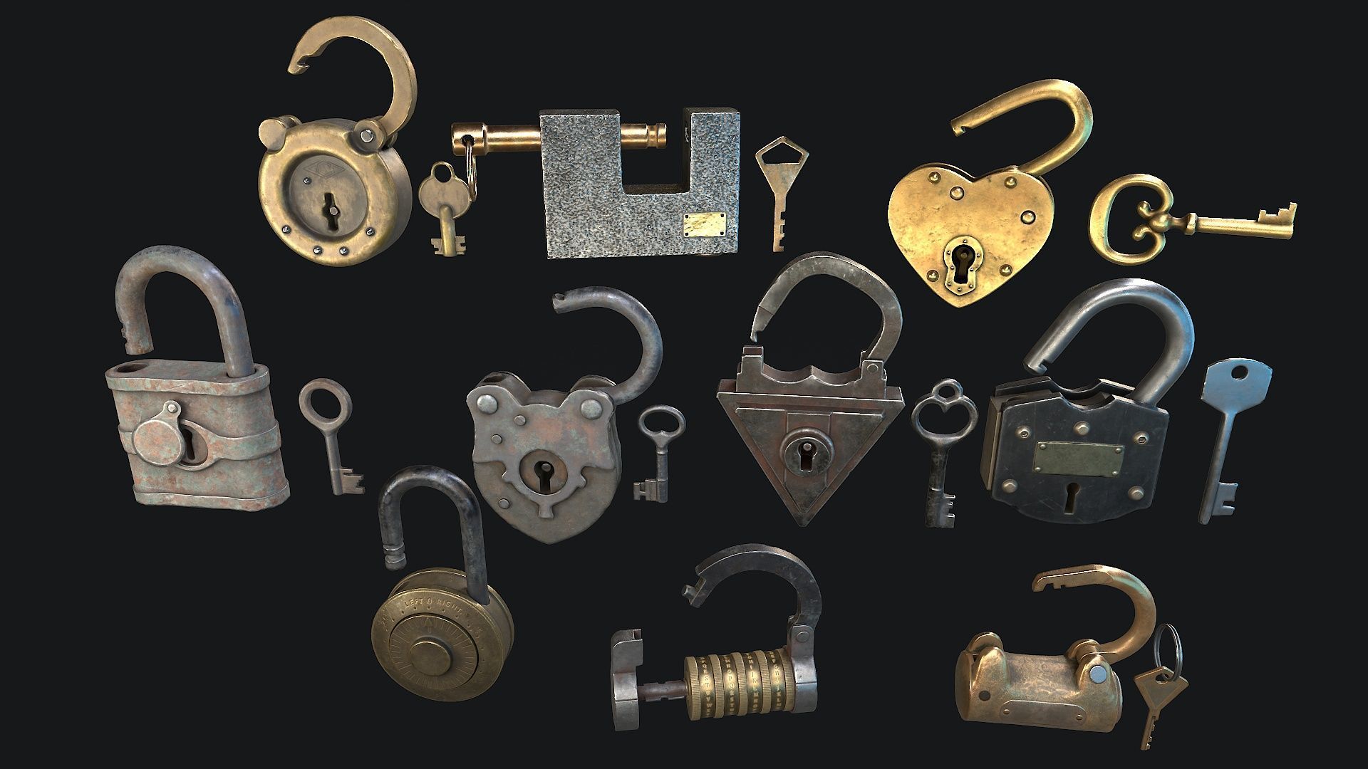 Vintage Padlock  3D Model Collection_2