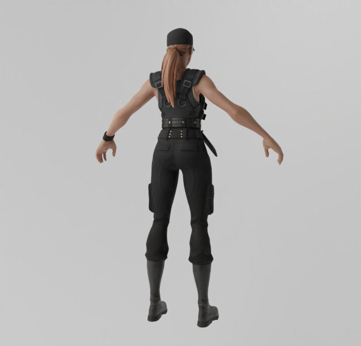 Sarah Connor Rigged Low-poly 3D model_4