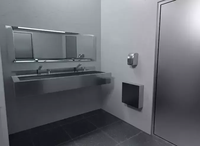 Modern Public Restroom 3D Model 