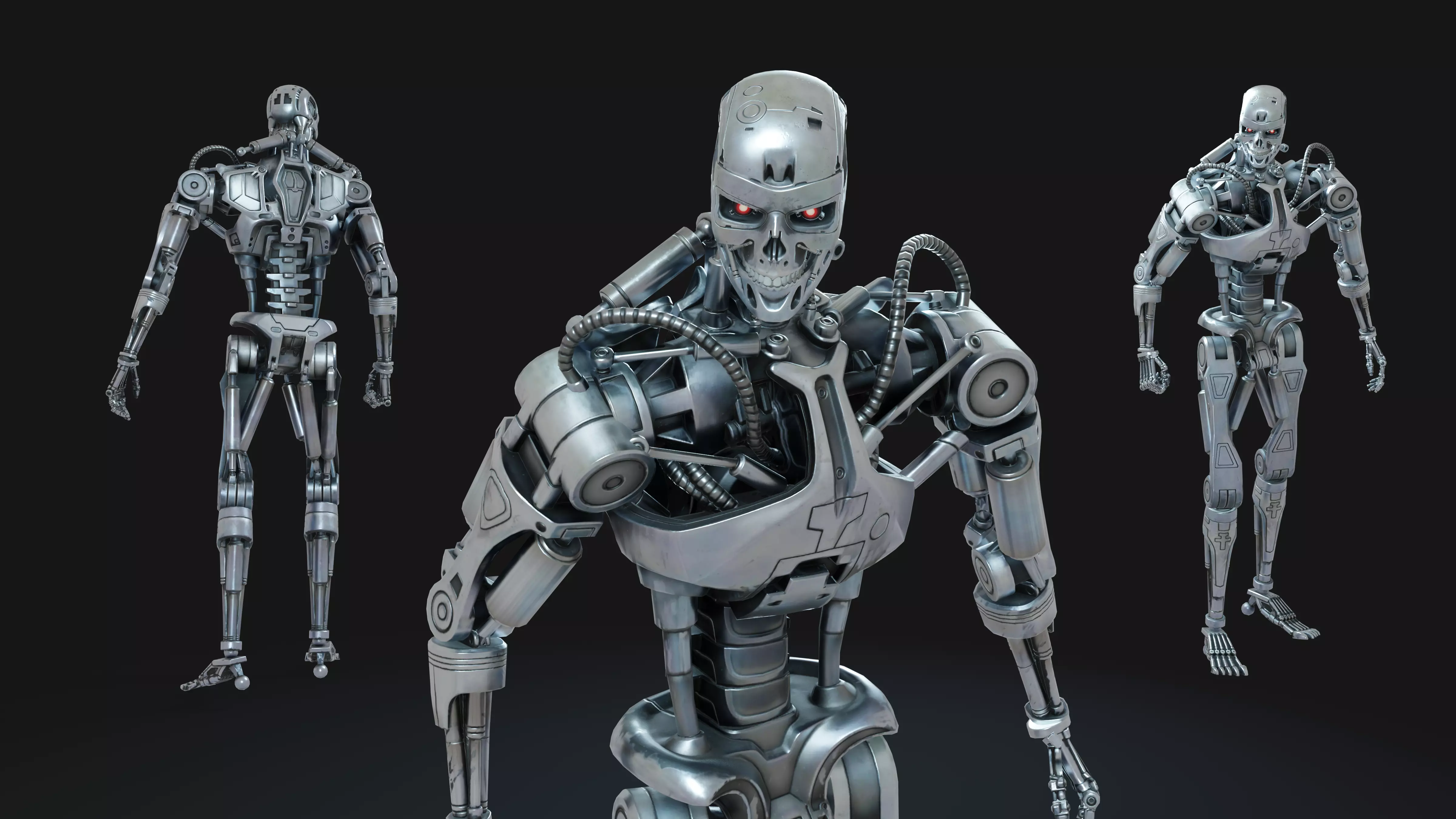 T-800 Endoskeleton Terminator Rigged Low-poly 3D model_0