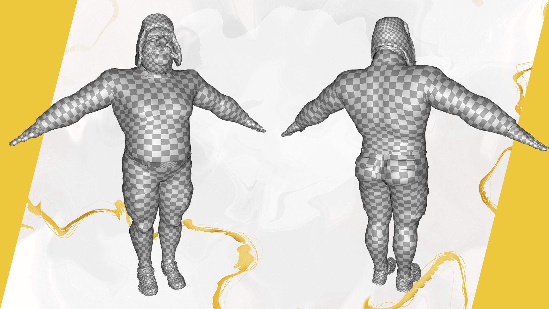 Cartoon Man with Moustache and Winter Hat Toon Winter Low-poly 3D model_30