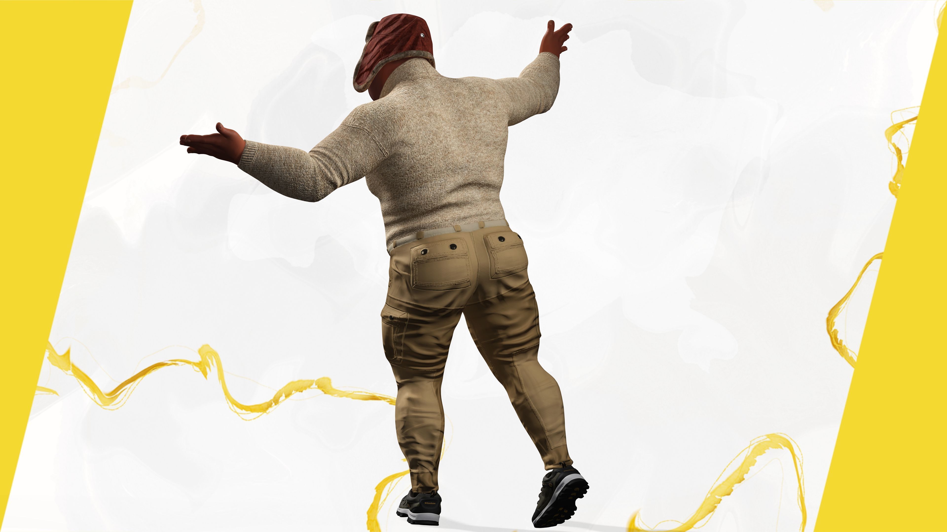 Cartoon Man with Moustache and Winter Hat Toon Winter Low-poly 3D model_15