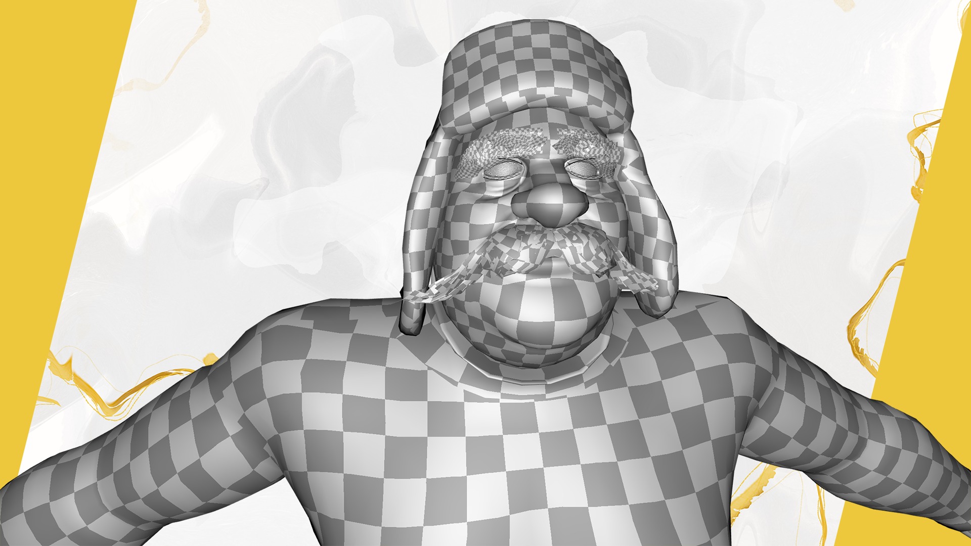 Cartoon Man with Moustache and Winter Hat Toon Winter Low-poly 3D model_31