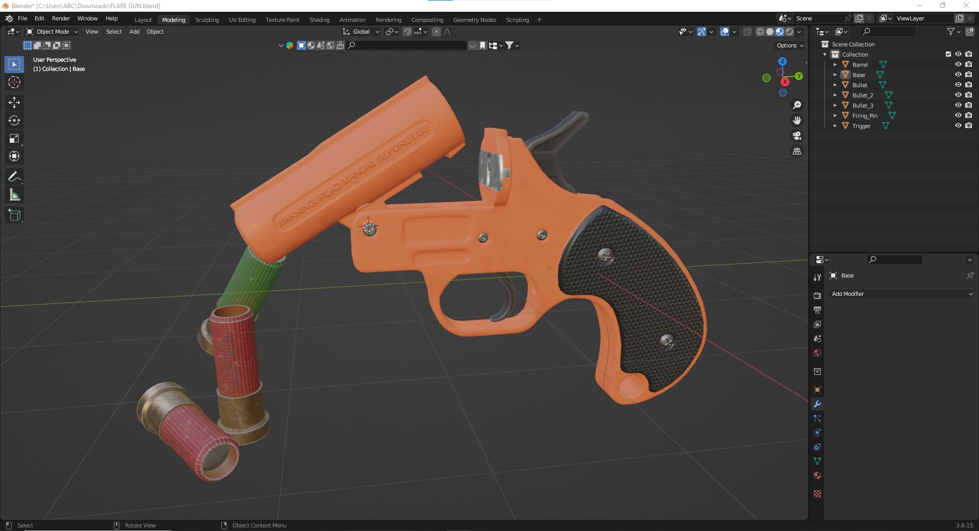 Flare Gun  Low-poly 3D model_22
