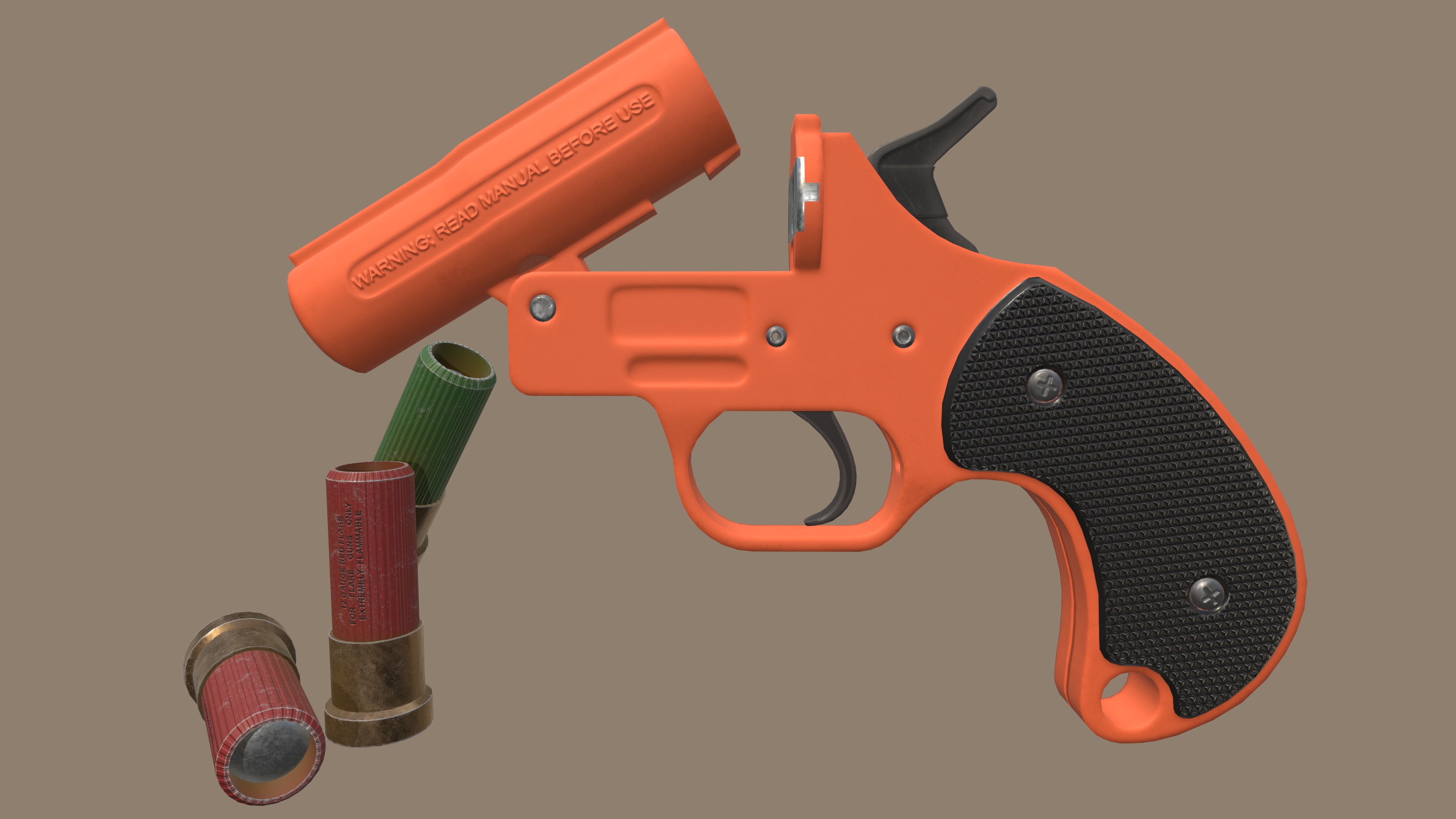 Flare Gun  Low-poly 3D model_5