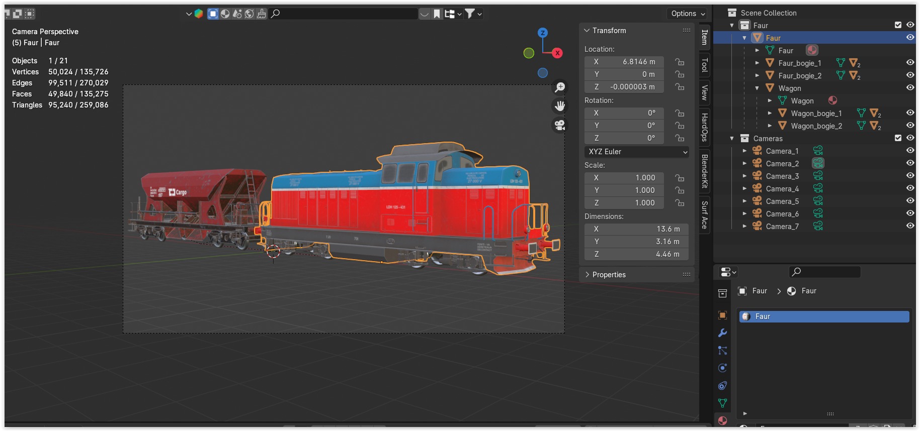 Cargo train PBR II 3D model_14