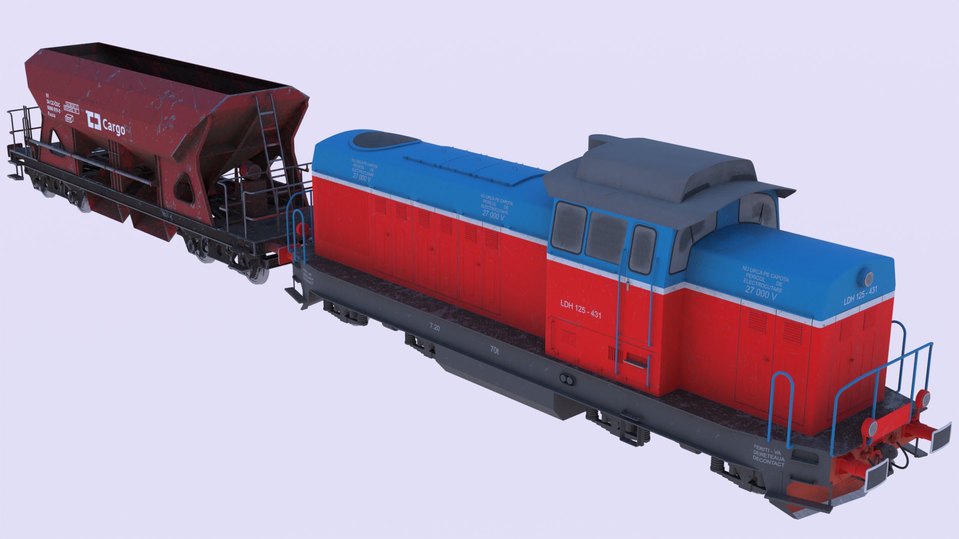 Cargo train PBR II 3D model_4