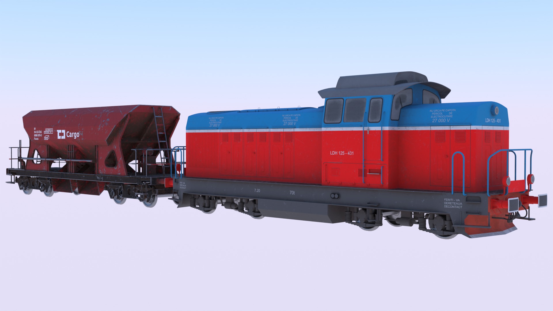 Cargo train PBR II 3D model_8