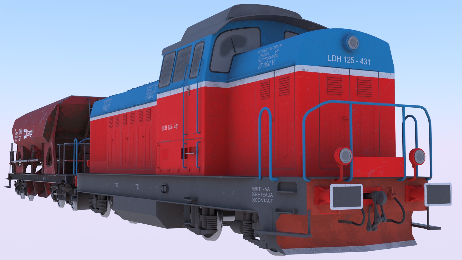 Cargo train PBR II 3D model_1