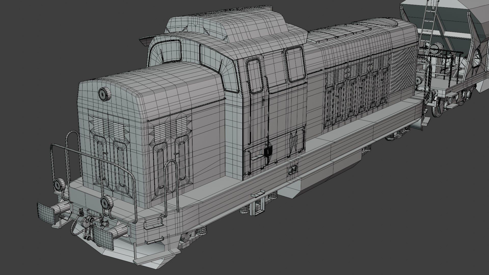 Cargo train PBR II 3D model_7