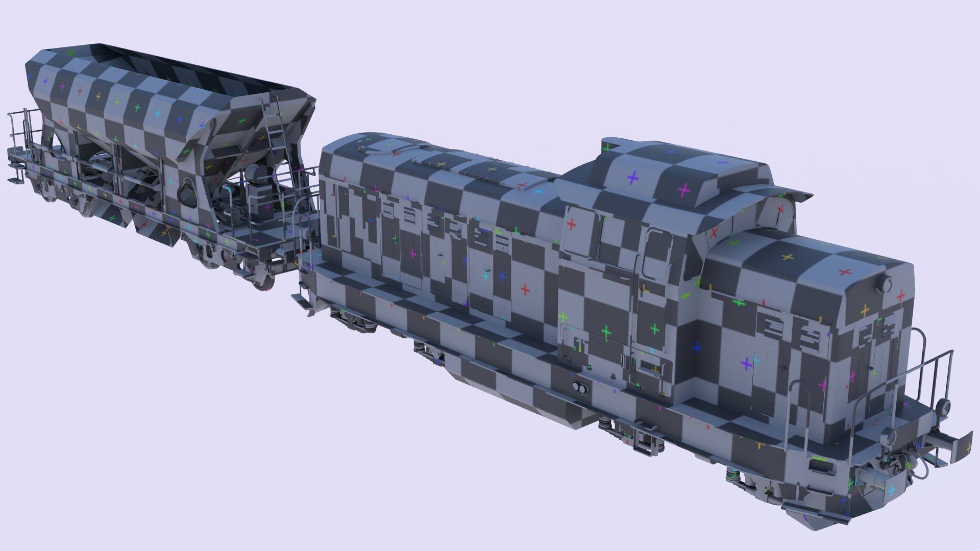 Cargo train PBR II 3D model_5