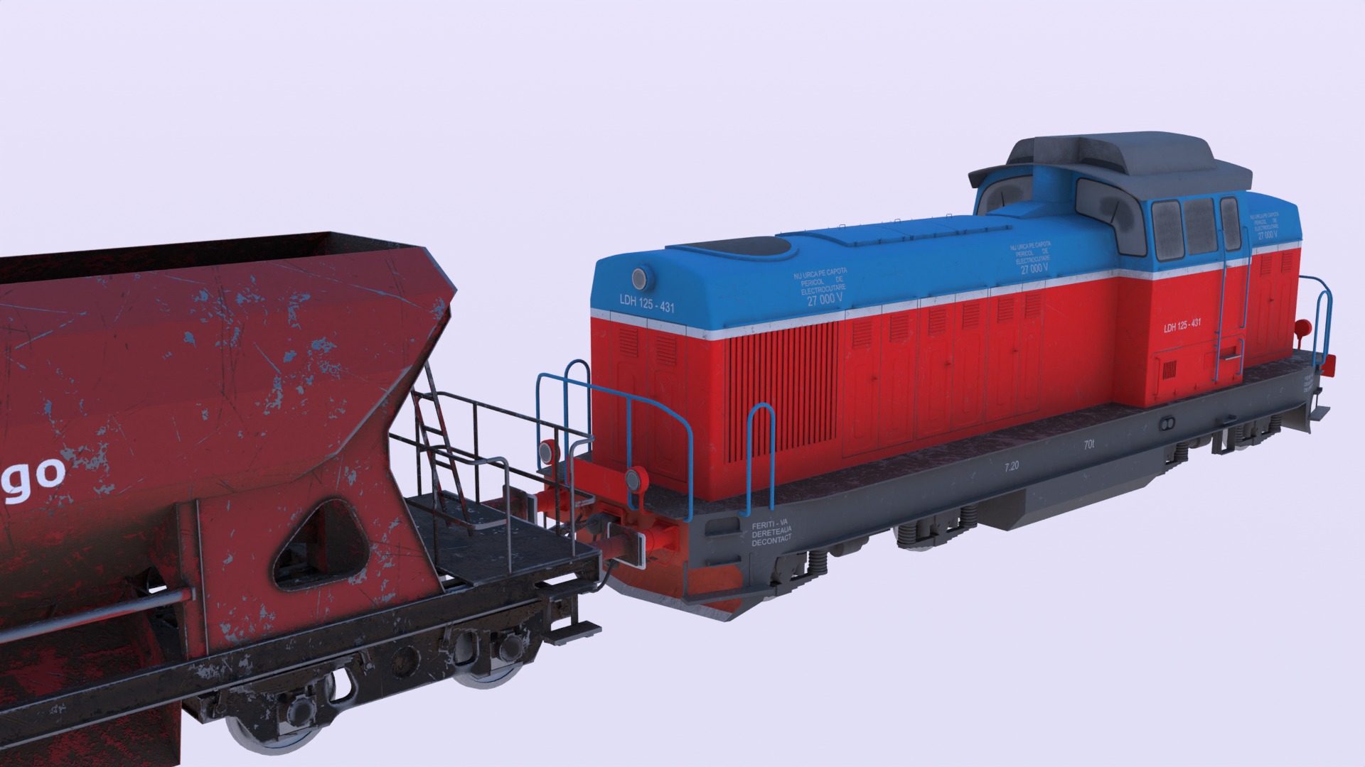 Cargo train PBR II 3D model_9