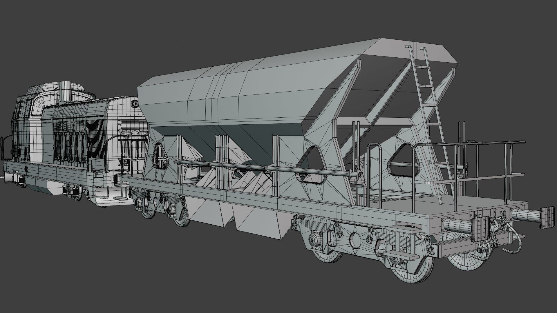 Cargo train PBR II 3D model_3