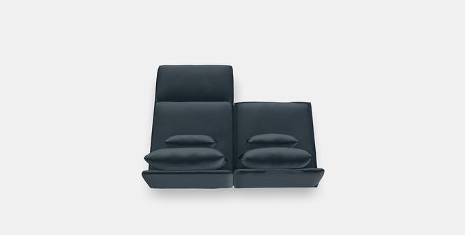 SODERHAMN 2-seat sofa with chaise longue Low-poly 3D model