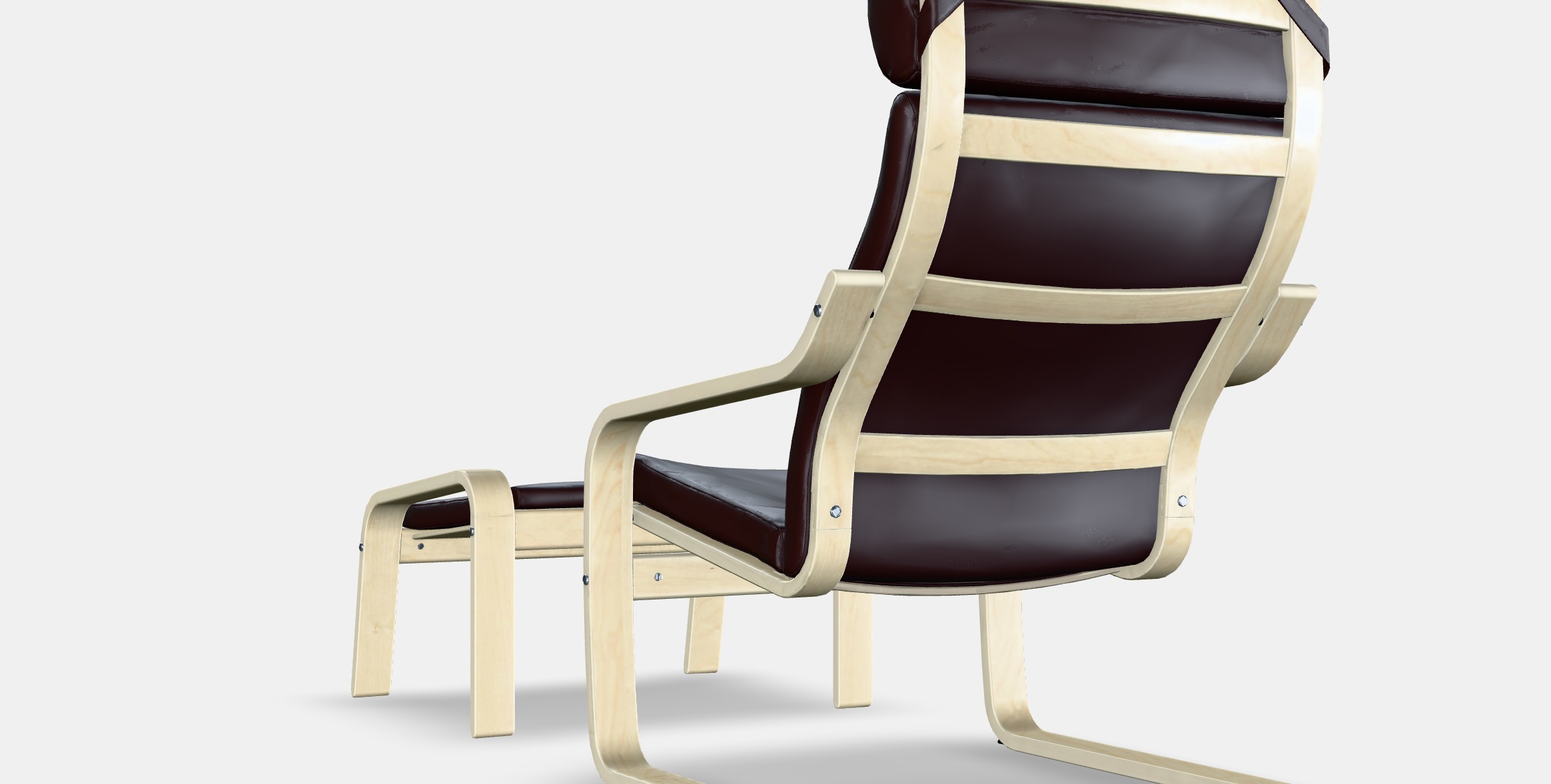 POANG Armchair and footstool Low-poly 3D model_8