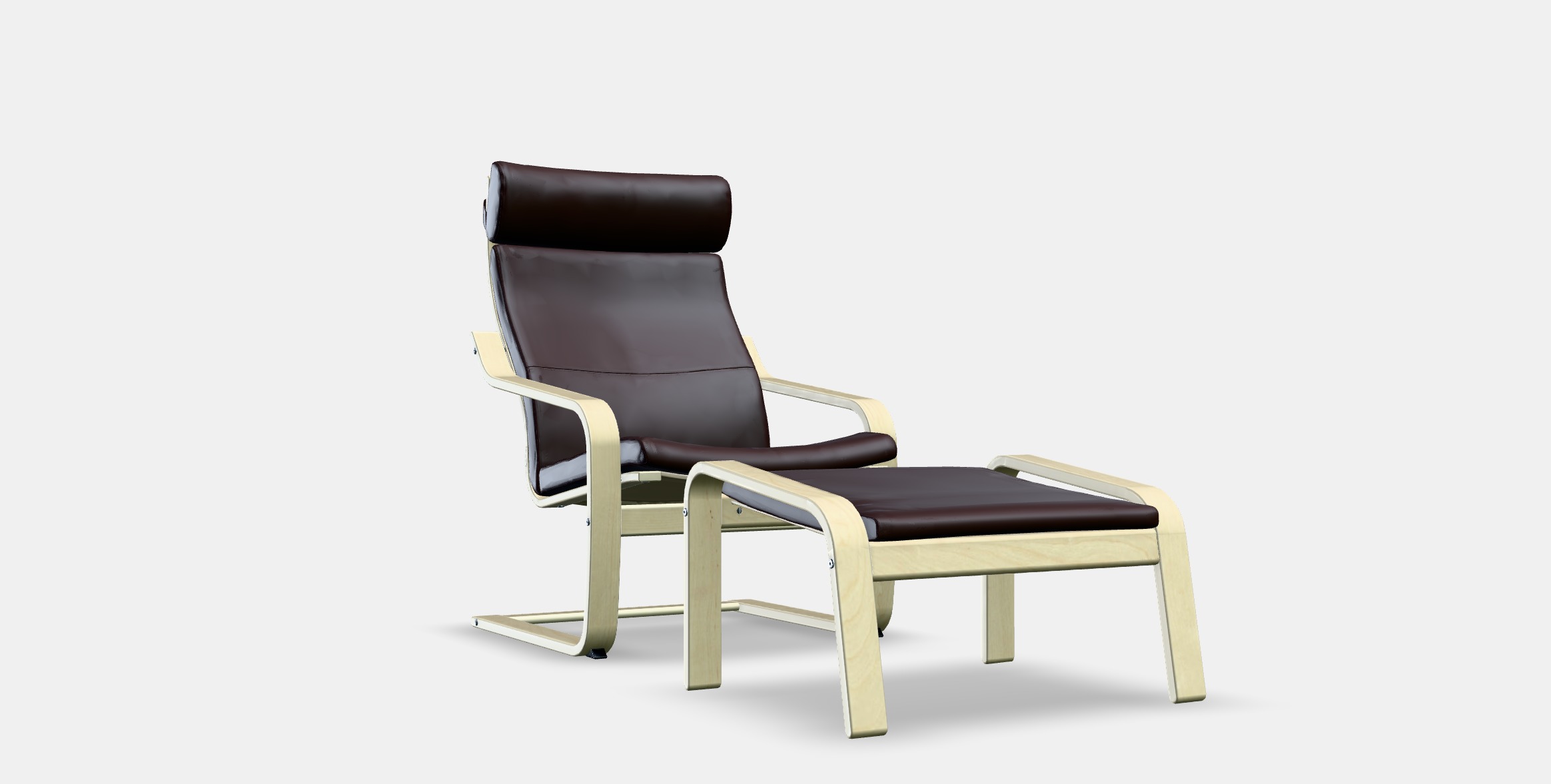 POANG Armchair and footstool Low-poly 3D model_9