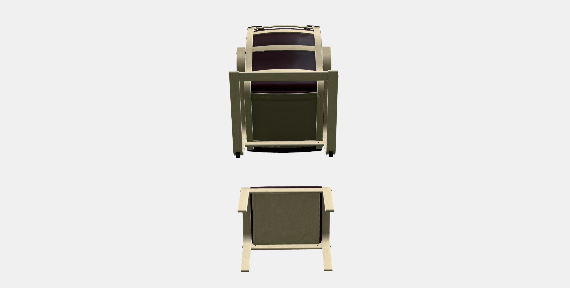 POANG Armchair and footstool Low-poly 3D model_6