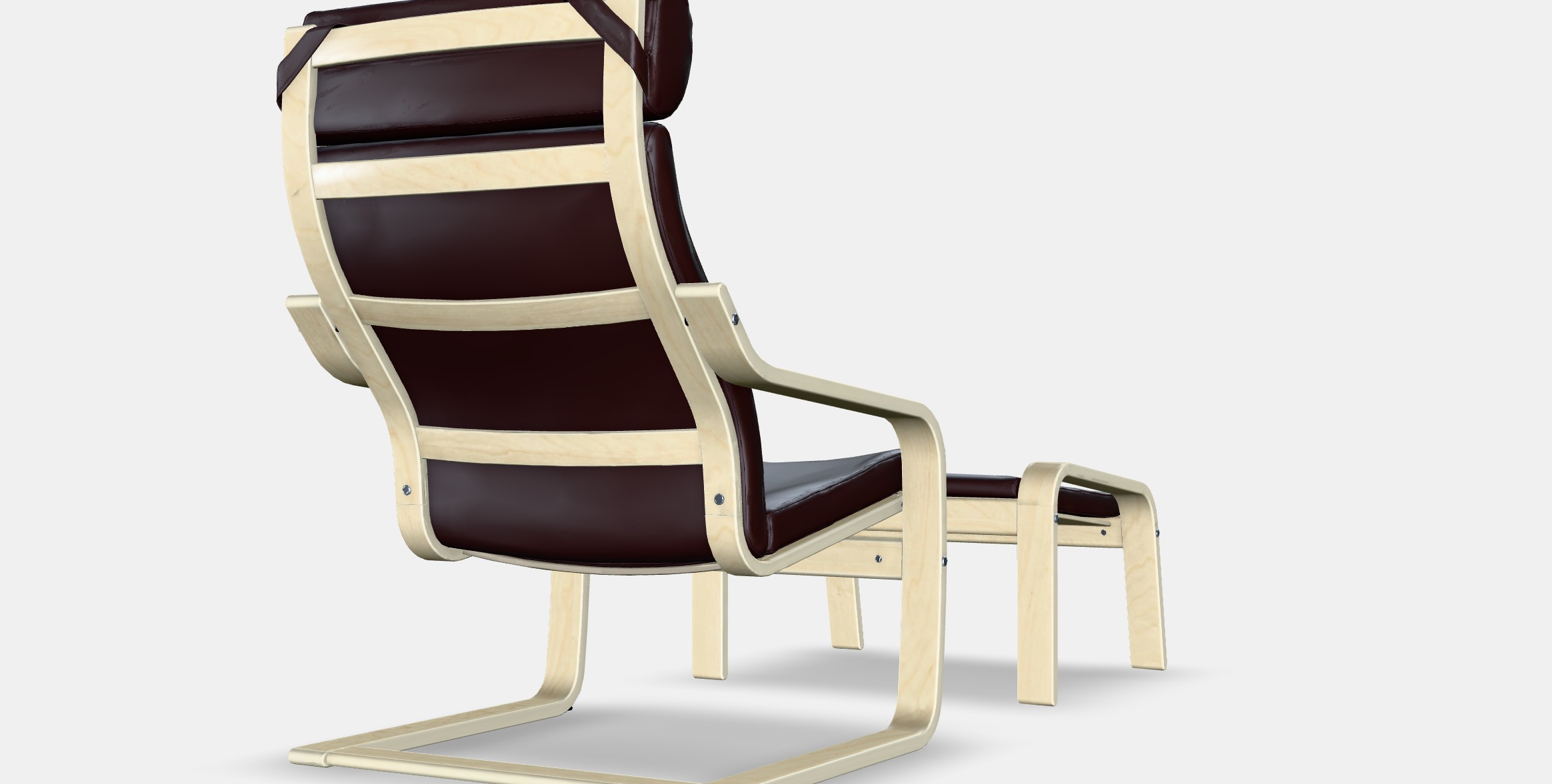 POANG Armchair and footstool Low-poly 3D model_4