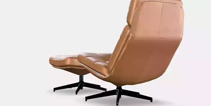 HAVBERG Armchair and footstool Low-poly 3D model