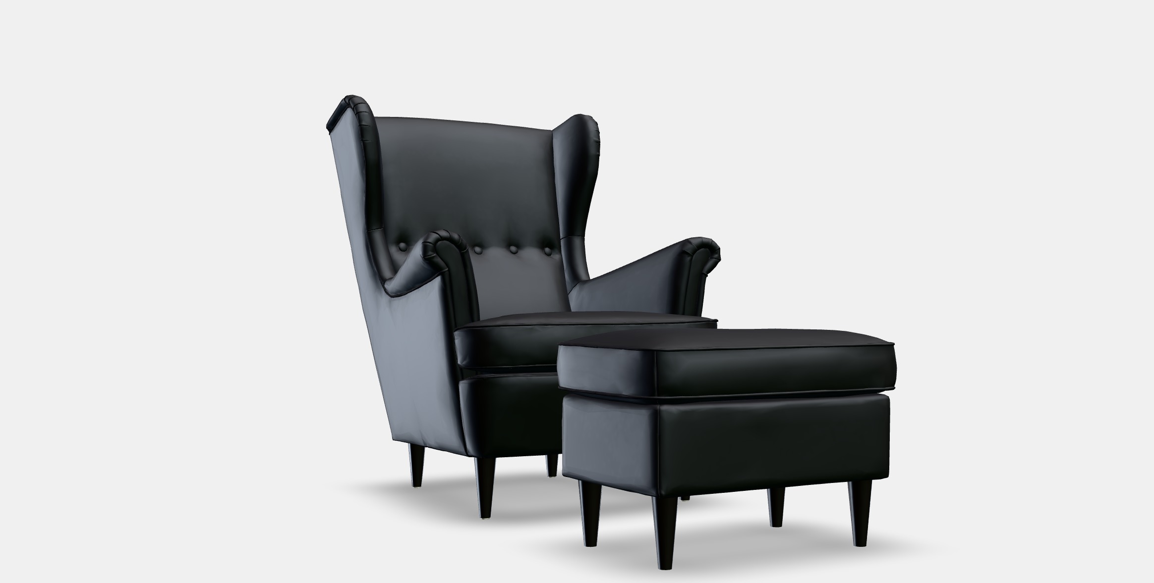 STRANDMON Armchair and footstool 1 Low-poly 3D model_9