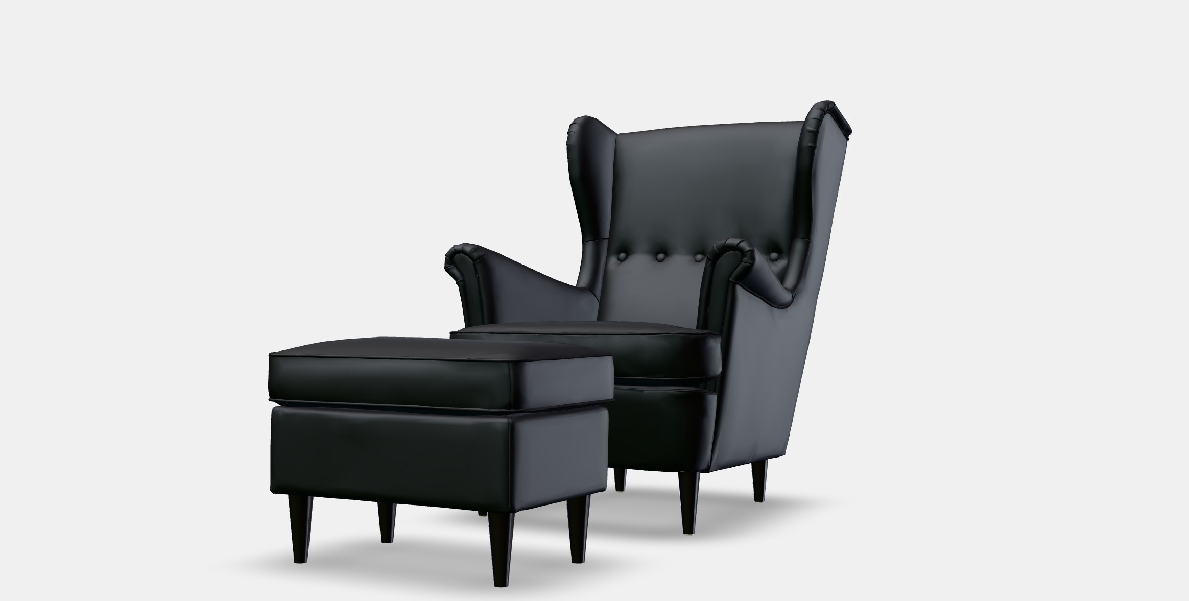 STRANDMON Armchair and footstool 1 Low-poly 3D model_13