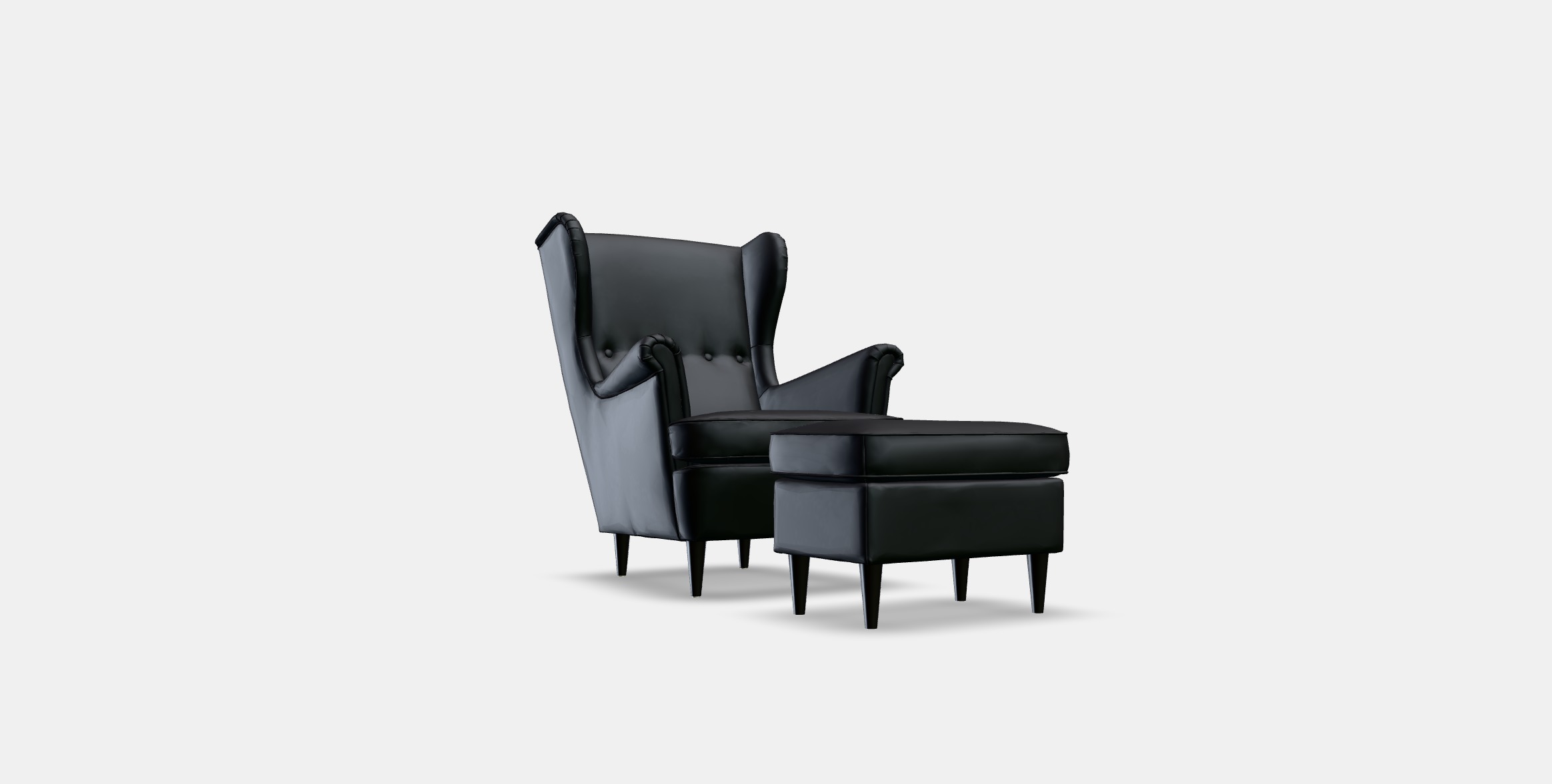 STRANDMON Armchair and footstool 1 Low-poly 3D model_3